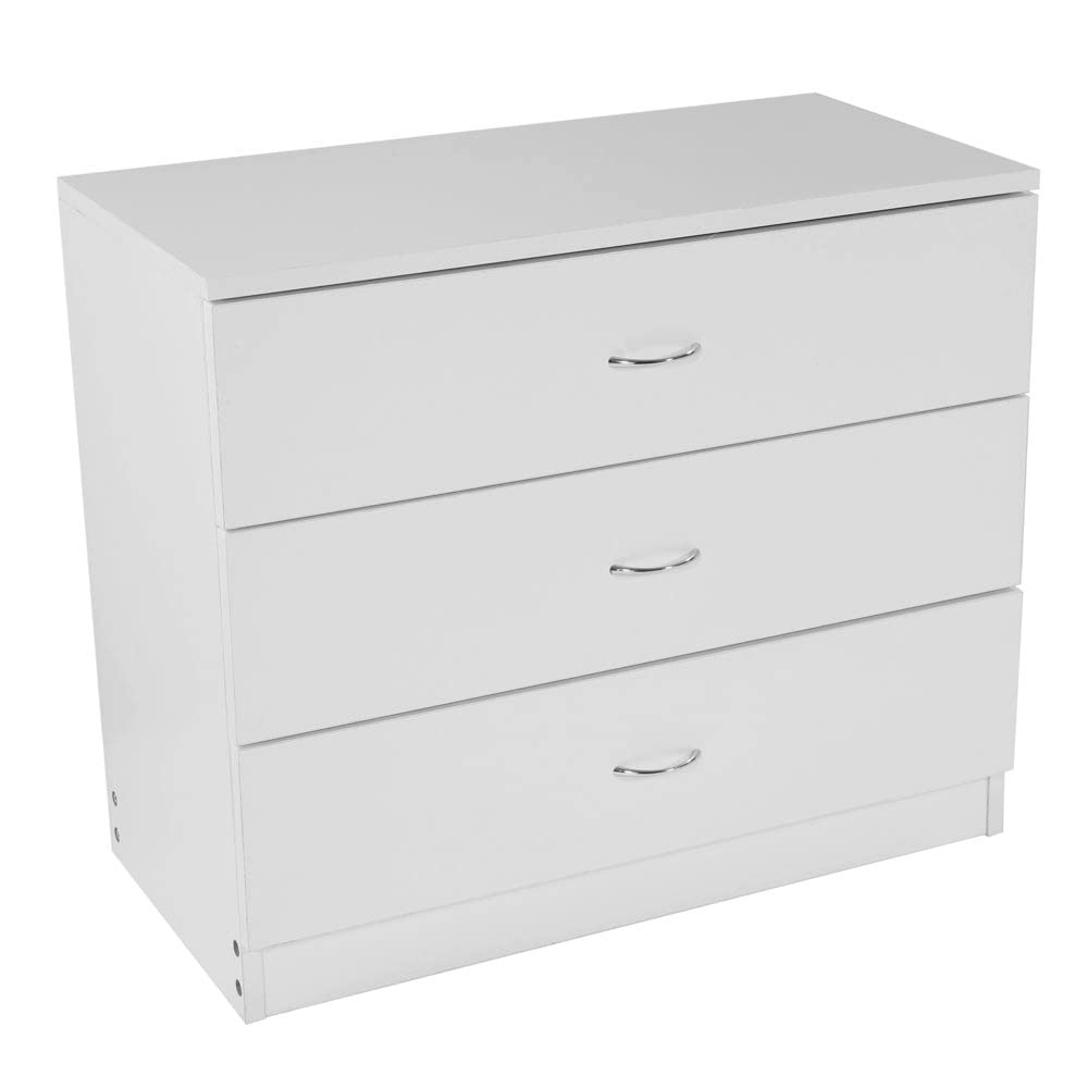 Modern White 3-Drawer Chest Dresser for Bedroom - Stylish Nightstand with Storage - Perfect for Bedroom Organization & Small Space Furniture