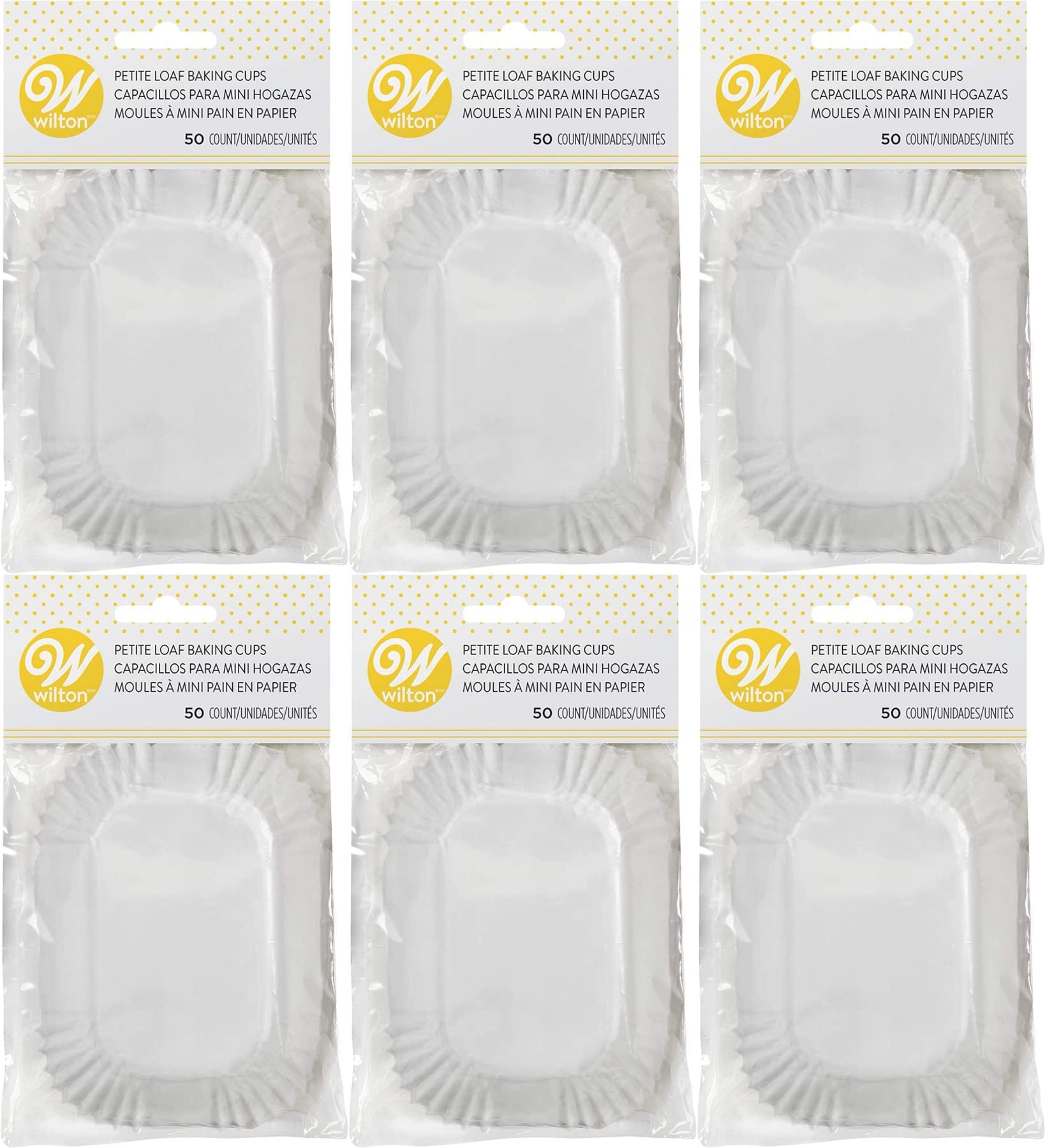 Wilton White Petite Loaf Baking Cups - 50 Count (6-Pack) | Perfect for Mini Loaf Cakes, Cupcakes & Muffins | Ideal for Home Baking, Parties & Gift Giving