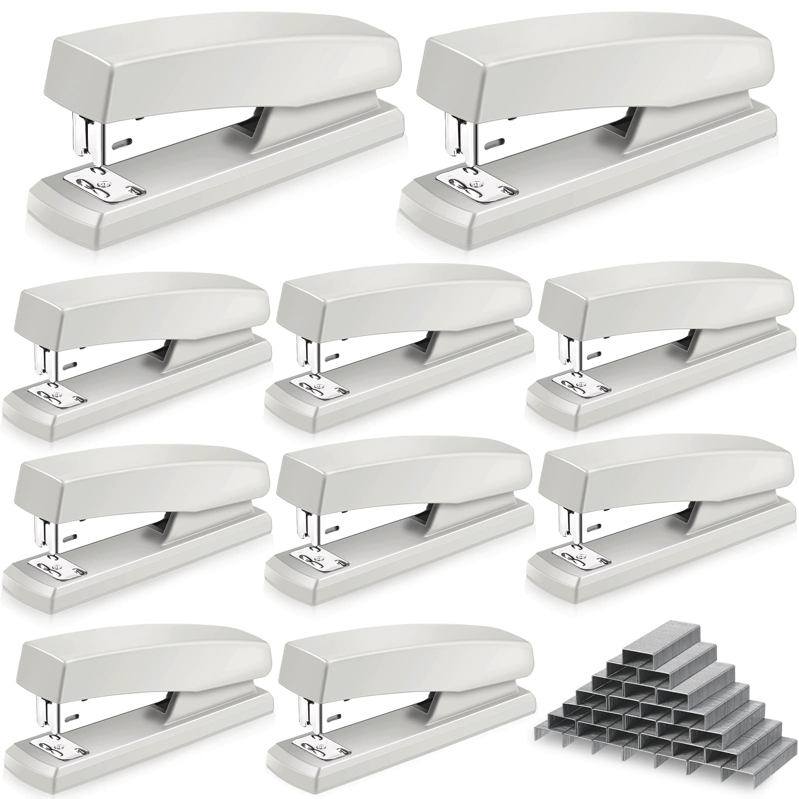 Marspark 10-Pack White Office Staplers with 6000 Staples - 25 Sheet Capacity Heavy Duty Stapler for School, Home & Office Use - Perfect for Paperwork, Reports & Document Organization