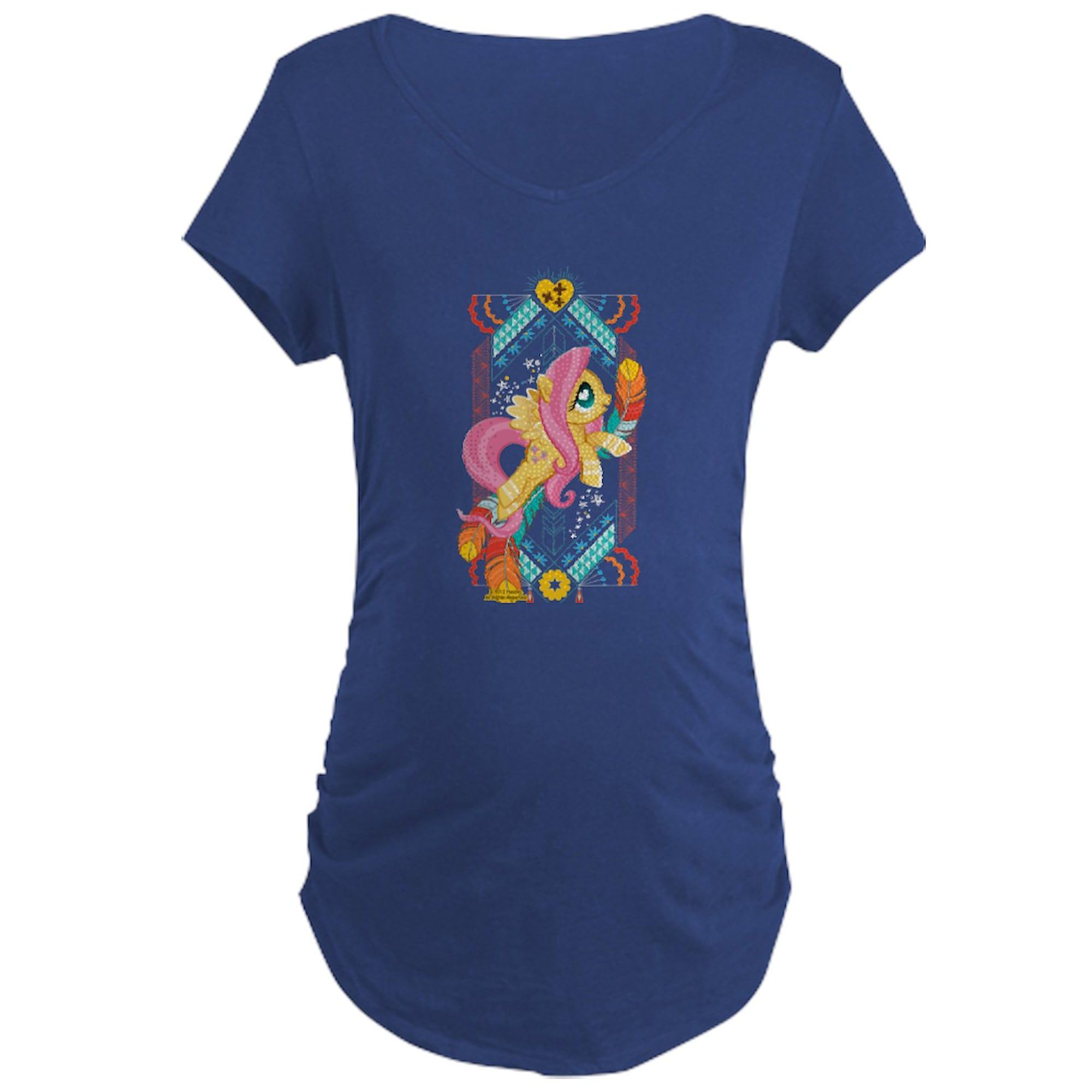My Little Pony Fluttershy Feathers Maternity T-Shirt for Women - Ruched Side Design for Comfort - Perfect for Pregnancy, Baby Showers & Mother's Day Gifts