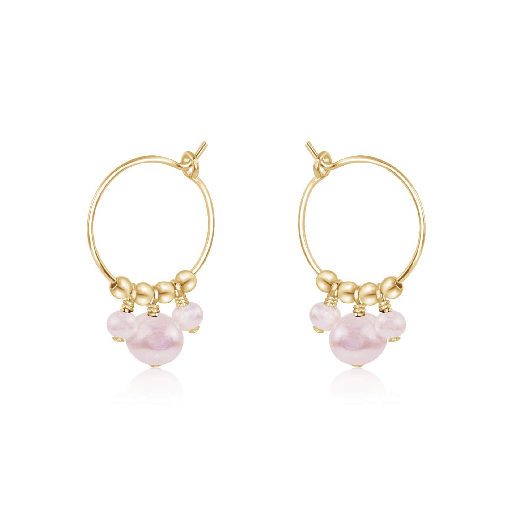 Elegant White Freshwater Pearl Drop Hoop Earrings - Genuine Gemstone Beaded Jewelry for Women | Perfect for Weddings, Parties & Everyday Wear