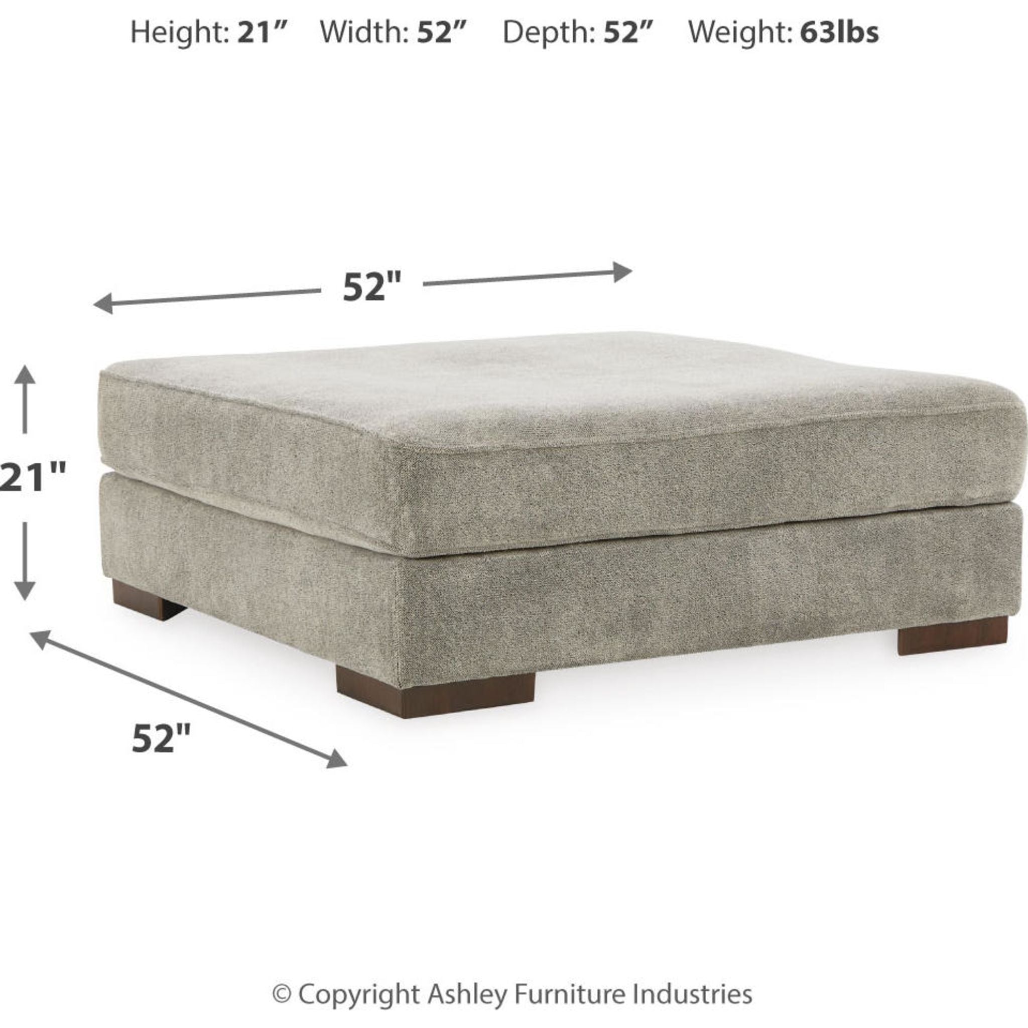 Bayless Oversized Accent Ottoman with Storage - Smoke Gray Tufted Footrest Stool for Living Room, Bedroom & Home Decor