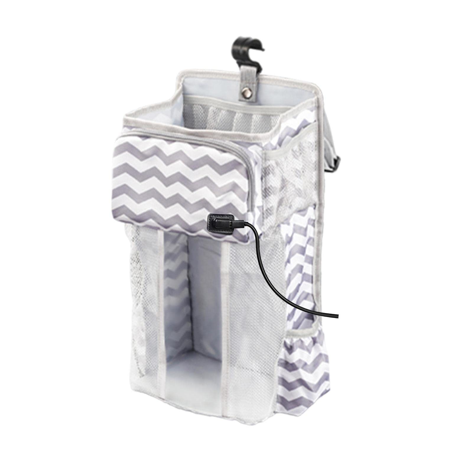 YOUGE Hanging Diaper Organizer with Heating Function - Portable USB Baby Wipe Warmer & Storage Caddy for Nursery, Crib, Playard, Changing Table or Wall - Perfect for Quick Diaper Changes and Baby Care Organization