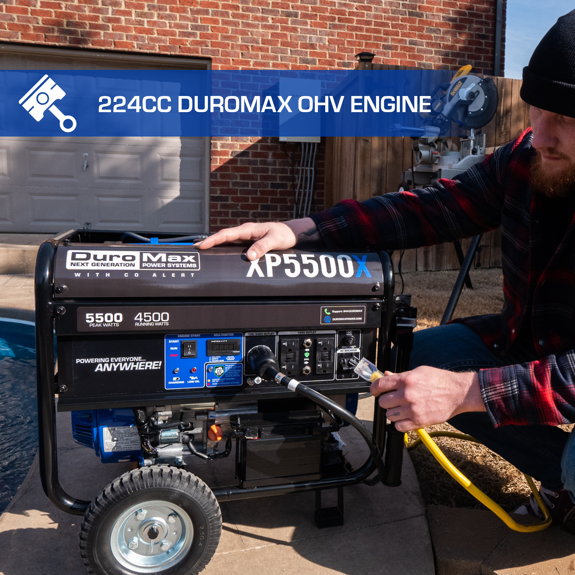 5500W Portable Gasoline Generator with CO Alert - Reliable Backup Power for Home, Camping & Outdoor Emergencies