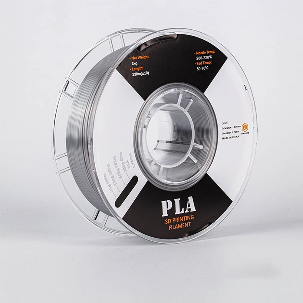 Premium 3D Printer Filament PLA 1.75mm - Silk Silver Metallic PLA Filament 1KG/2.2LBS Spool for Smooth Printing - Ideal for Cosplay Props, Model Making & DIY Crafts
