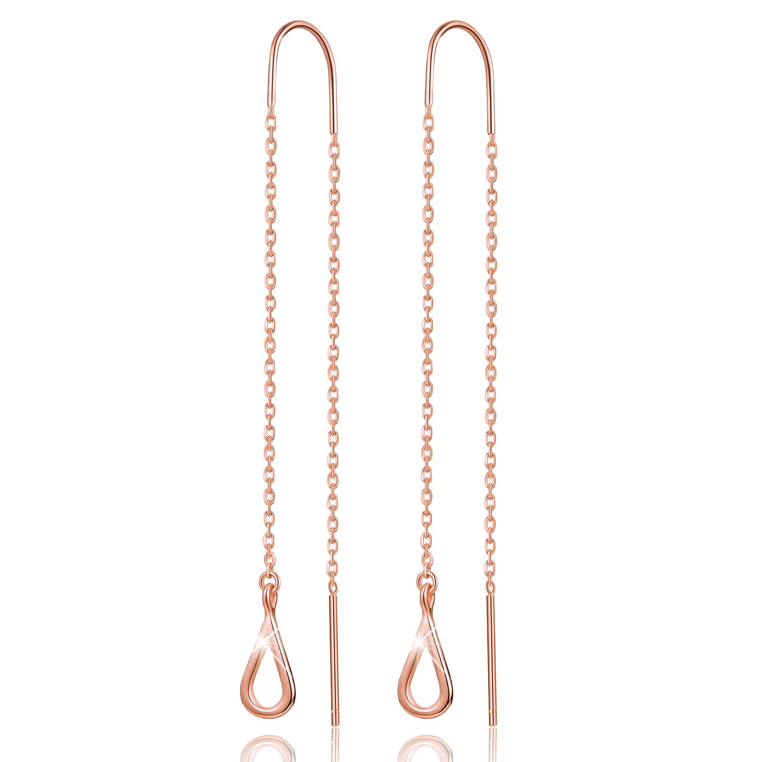 18K Gold Plated 925 Sterling Silver Cubic Zirconia Hollow Teardrop Dangle Earrings - Hypoallergenic CZ Circle Earrings for Women & Girls - Perfect for Weddings, Parties & Everyday Wear
