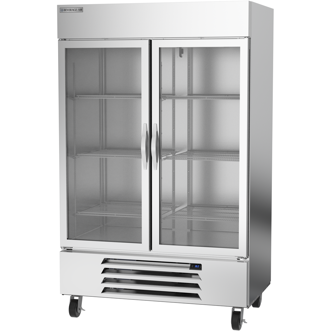 Beverage Air HBR49HC 1G 2 Glass Door Bottom Mount Commercial Refrigerator - 52 Inch Underbar Fridge for Bars, Restaurants & Catering Services