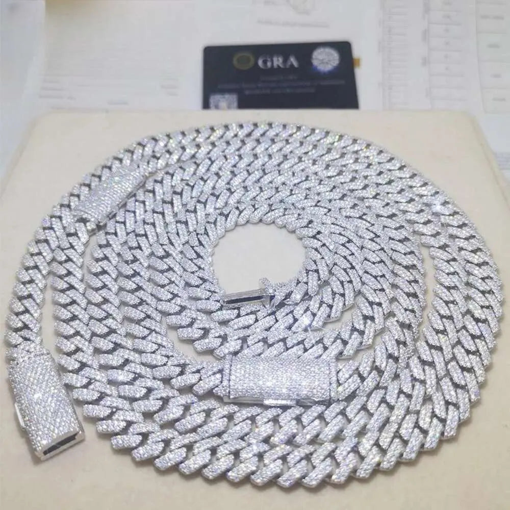 24K Gold Plated Moissanite Cuban Link Chain Necklace 14mm for Men & Women - Perfect for Parties, Weddings & Everyday Luxury