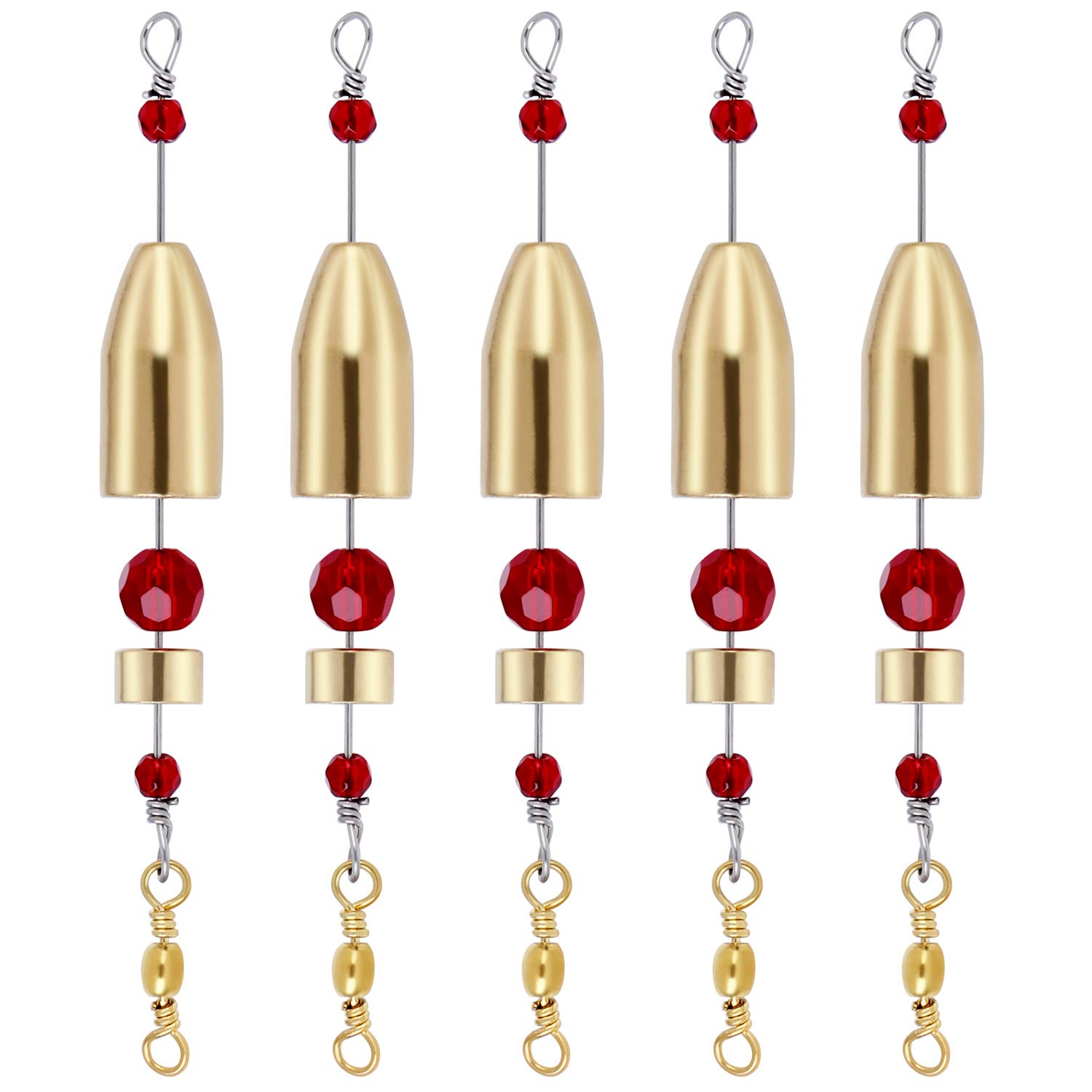 Sougayilang Fishing Sinkers Set with Brass Weights, Jig Hooks & Swivel Rings - Tackle Box for Freshwater & Saltwater Bass, Trout, Catfish Fishing - Perfect for Shore, Boat & Ice Fishing
