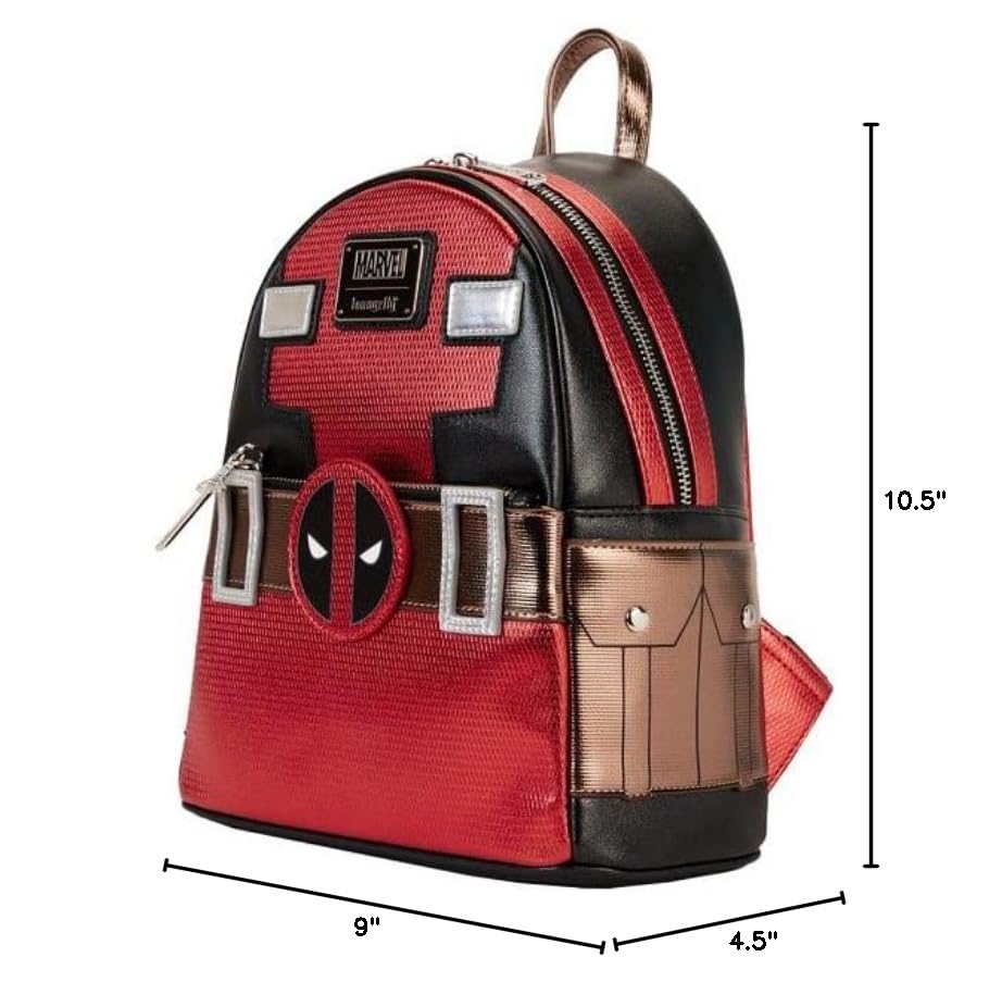 Loungefly Marvel Deadpool Metallic Cosplay Mini Backpack - Official Licensed Superhero Collectible for Comic Con & Halloween Costumes