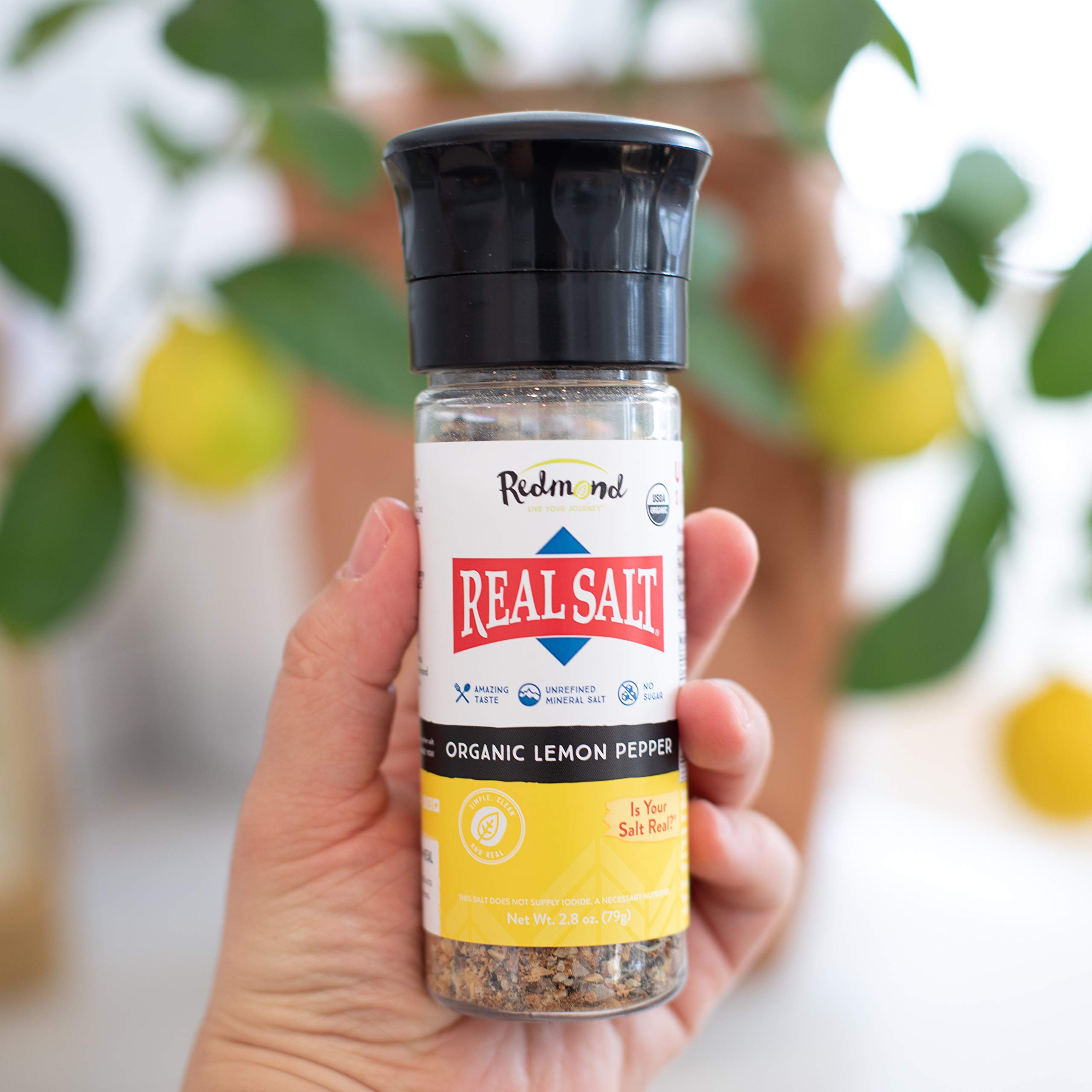 Redmond Real Sea Salt - Natural Unrefined Organic, Gluten-Free Coarse Salt with Grinder (Lemon Pepper & Garlic Pepper) | Perfect for Cooking, Seasoning & Gourmet Meals