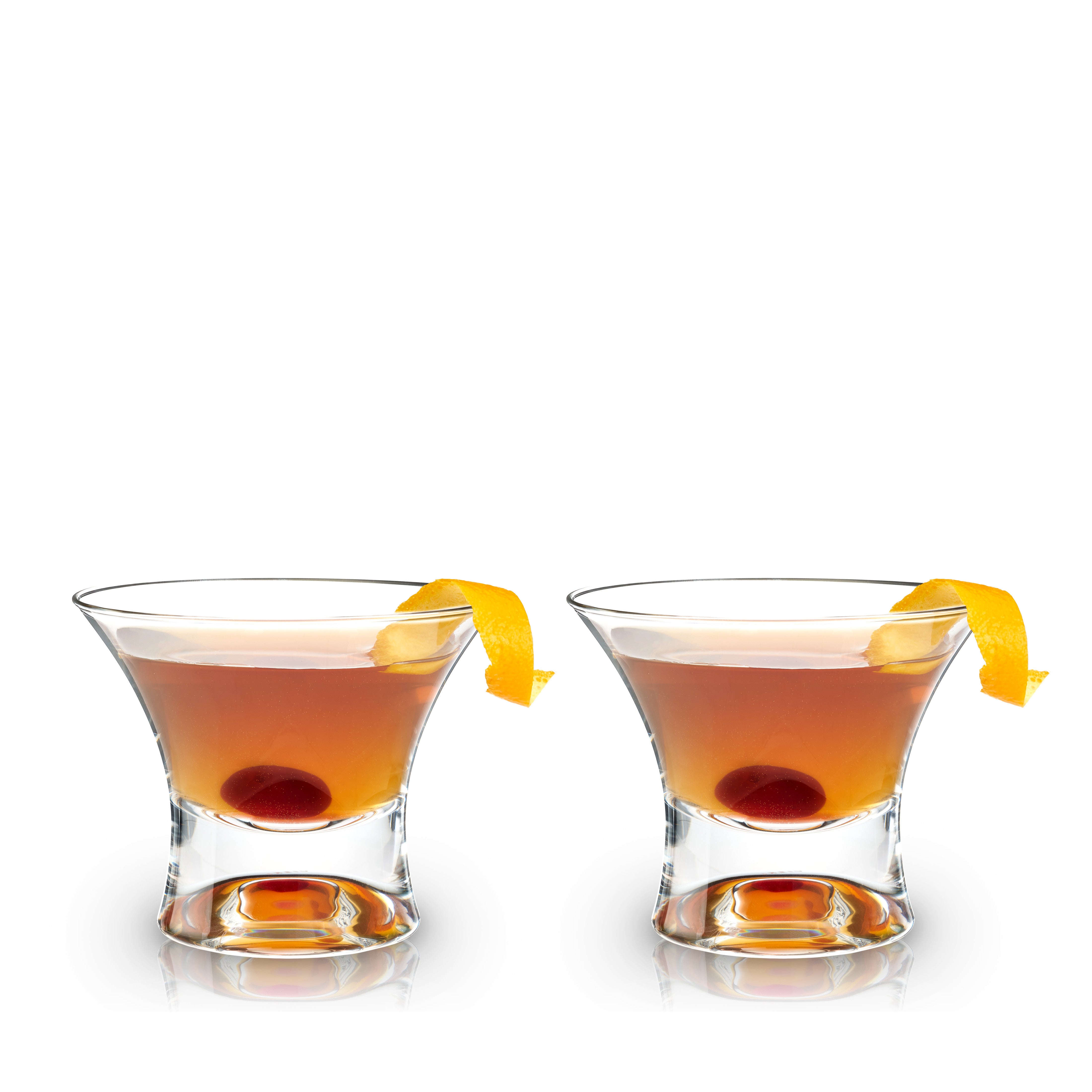 Premium Heavy Base Stemless Crystal Manhattan Glasses Set of 2 - Elegant Whiskey Cocktail Glasses for Home Bar, Dinner Parties & Gifts