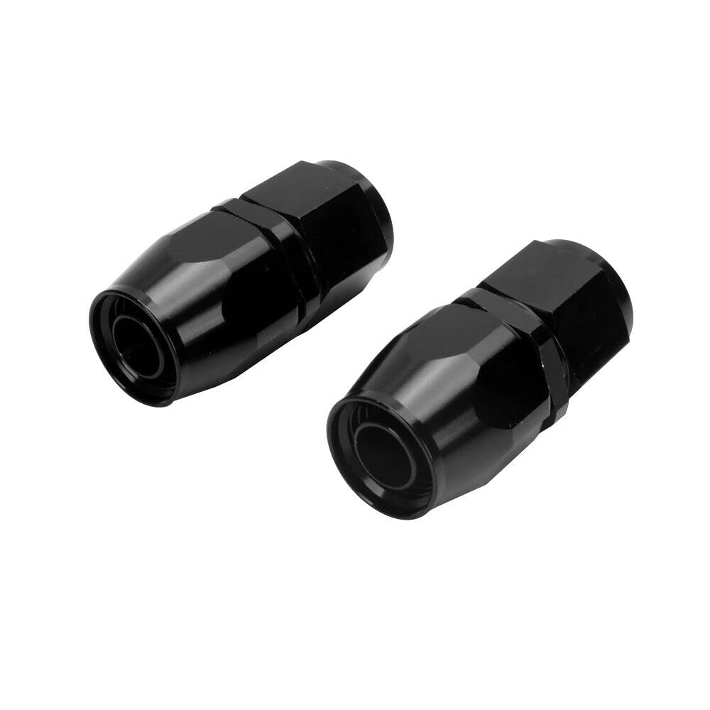 LokoCar 12AN 0° Straight Swivel Fitting for CPE Braided Hose - 2Pcs Black - Perfect for Hydraulic & Fuel Systems