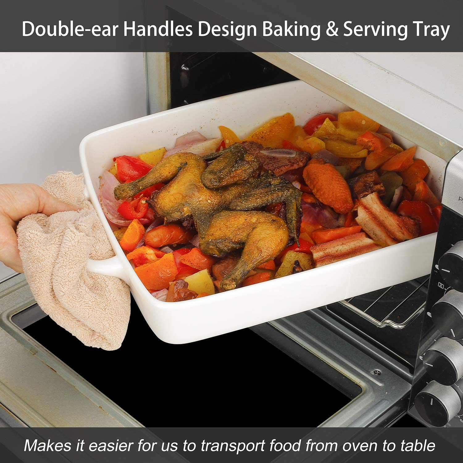 Premium Heavy Duty Ceramic Baking Pan - 3.6 Quart Rectangular Oven Dish for Cakes, Lasagna & Banquets | Non-Stick Bakeware for Home & Commercial Kitchens | Perfect for Baking, Roasting & Meal Prep