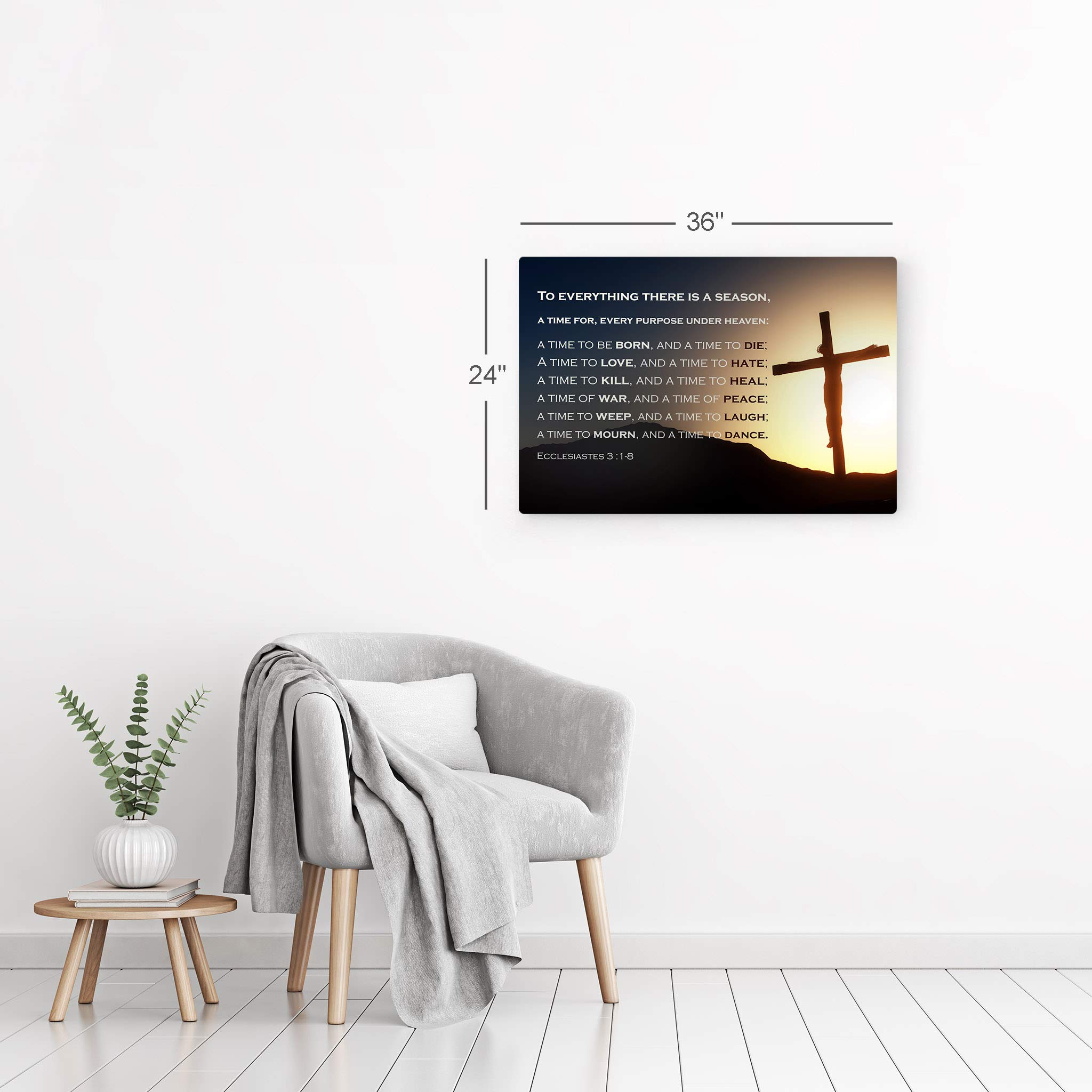Smile Art Design Scripture Bible Verse Wall Art - Metal Print Ecclesiastes 3:1-8 'To Everything There is a Season' - Jesus Lord Cross Religious Decor for Living Room, Bedroom - Christian Gift Ready to Hang (30x40) - Perfect for Home Worship, Church Decor & Spiritual Inspiration