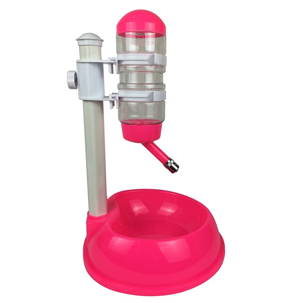SLATIOM Automatic Pet Dog Water Fountain - Liftable Food Stand Feeder with Dispenser, Red (One Size) - Perfect for Home, Travel & Outdoor Use
