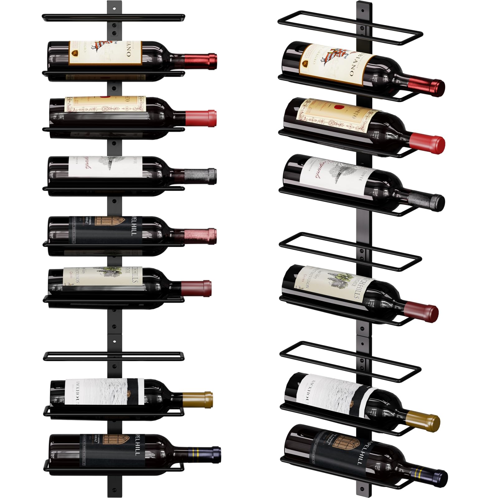 B4Life 18 Bottle Wall Mounted Wine Rack - Heavy Duty Metal Wine Storage Display Holder for Wine, Liquor & Champagne Bottles - Perfect for Home Bar, Kitchen, Dining Room & Wine Cellar Organization