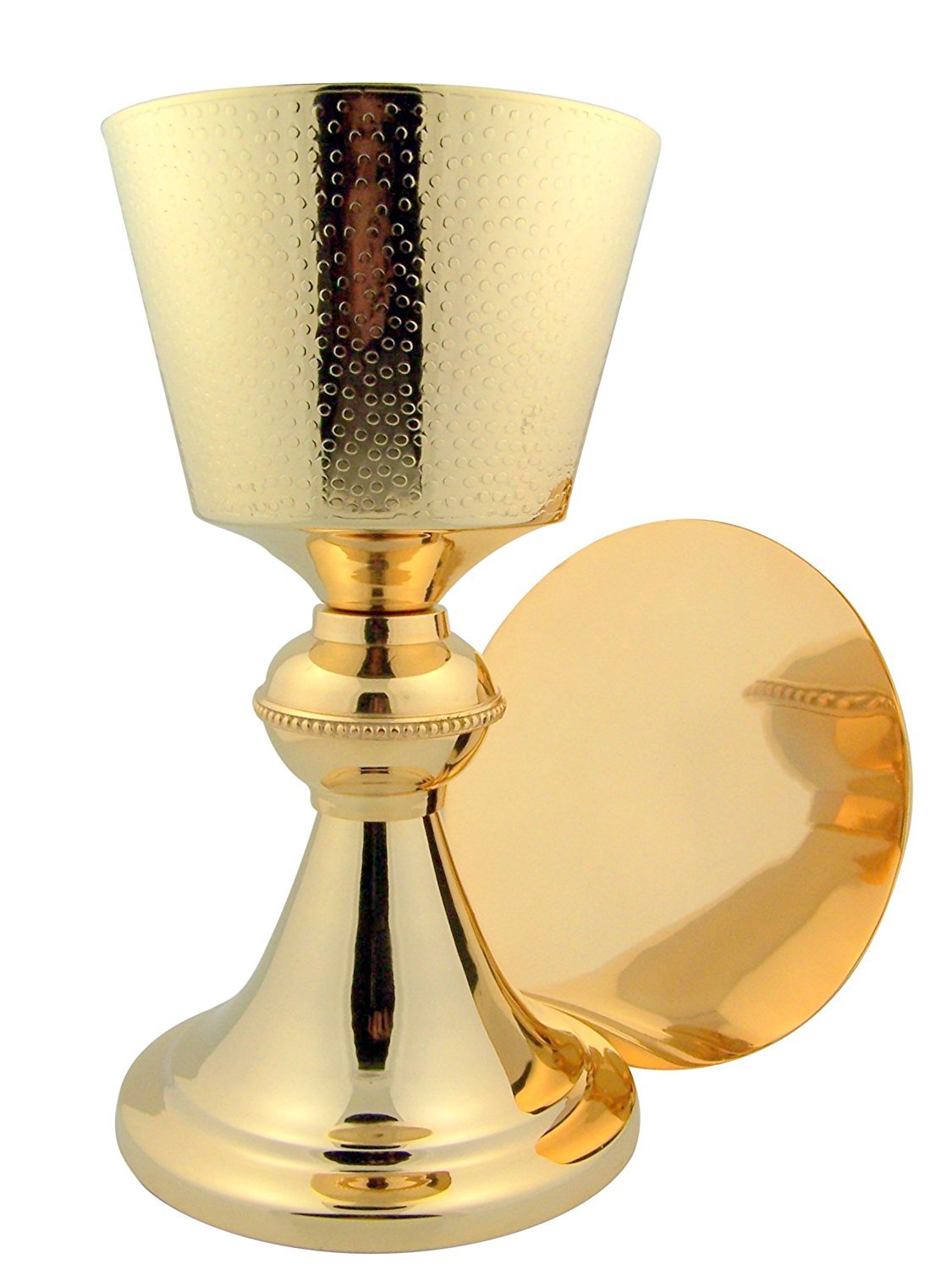 24KT Gold Plated Brass Hand-Hammered Chalice and Paten Set - Perfect for Religious Ministers, Communion, Church Services & Sacred Ceremonies