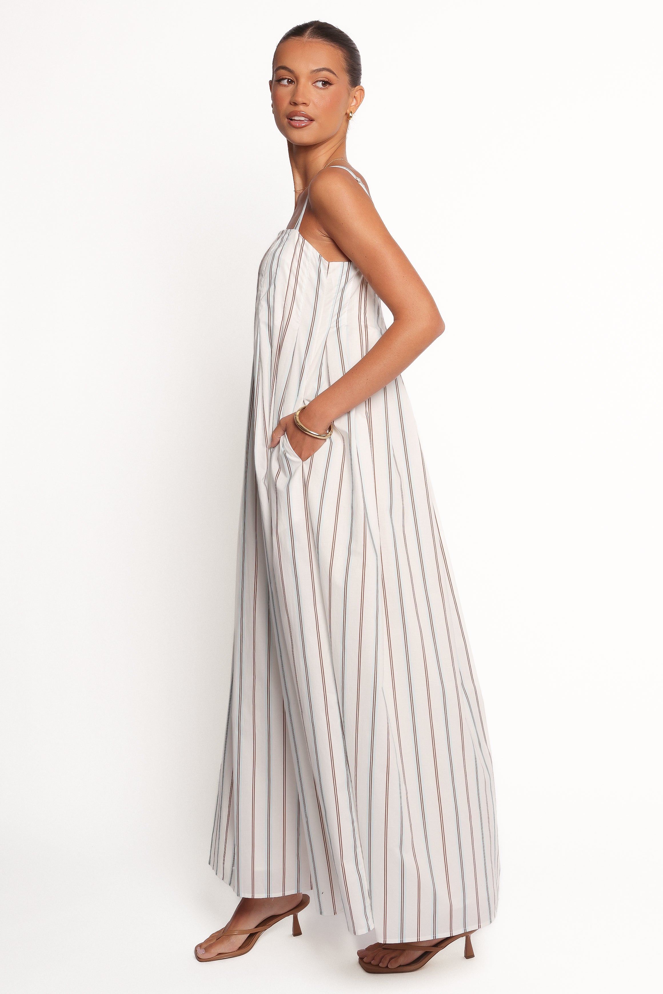 Corfu Midi Dress - Blue Striped Summer Dress for Women | Beach Cover Up, Vacation Outfit, Casual Day Dress