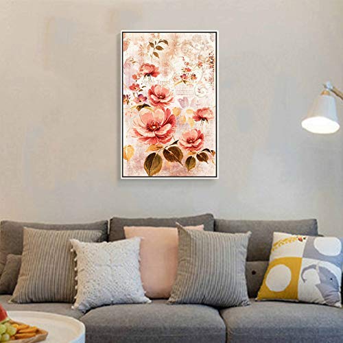 Floating Framed Canvas Wall Art - Vintage Flower Print 16x24 Inches - Ready to Hang Home Decor for Living Room & Bedroom - Perfect for Modern Farmhouse & Boho Chic Interior Design