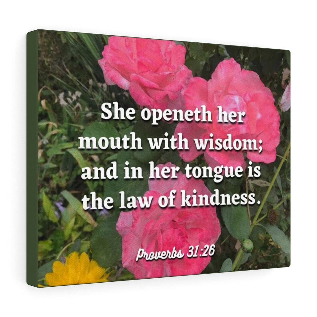 Proverbs 31:26 Christian Wall Art - Bible Verse Print 'Her Mouth with Wisdom' - Ready to Hang Scripture Decor for Home, Office & Church - Inspirational Gift for Women, Wife, Mother