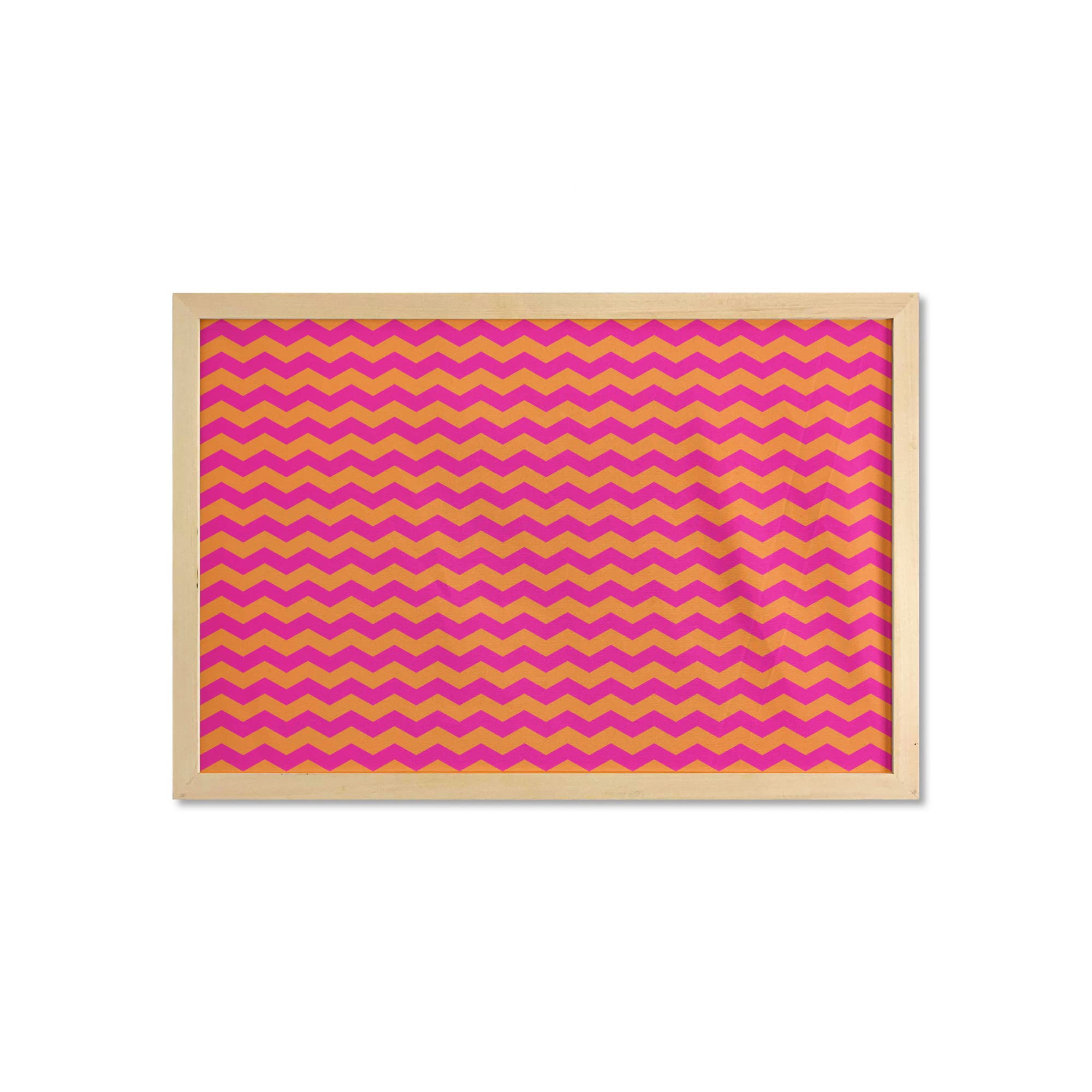 Ambesonne Orange and Pink Geometric Wall Art with Frame - Vibrant Chevron Stripes & Zigzag Pattern, Printed Fabric Poster 35