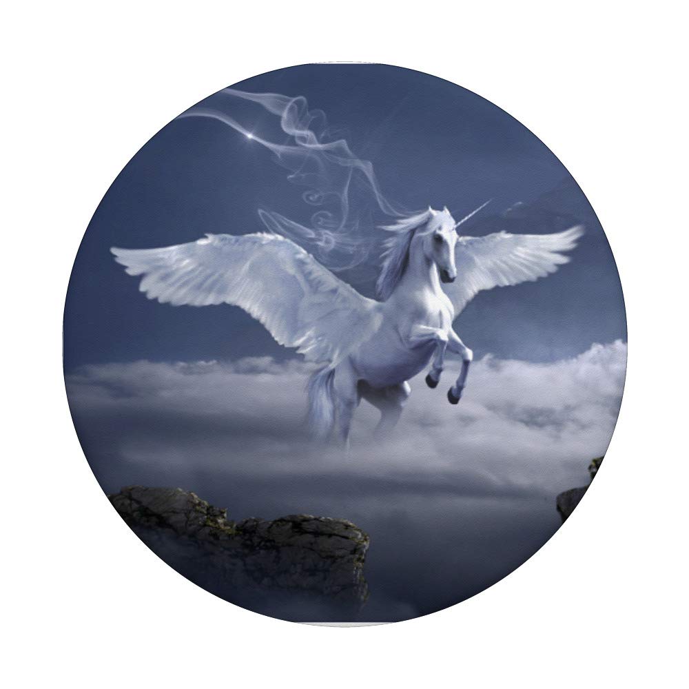White Pegasus Unicorn Flying Design PopSockets PopGrip - Swappable Phone & Tablet Grip for iPhone, Samsung, iPad | Perfect for Gaming, Reading & Travel Accessories