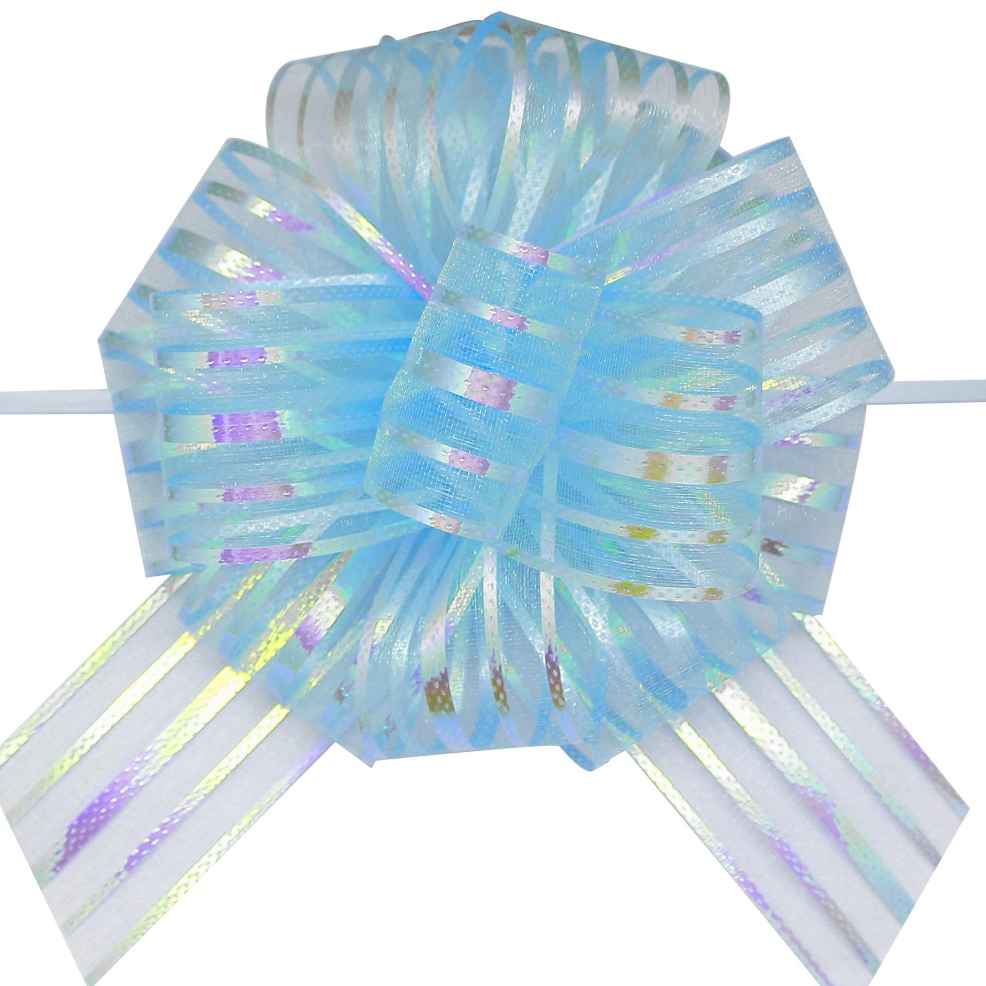 20 Pieces Large 6-Inch Light Blue Organza Pull Bows - Perfect for Christmas Gift Wrapping, Easter Baskets, Wedding Decorations & Party Favors - Elegant Gift Packaging Accessories for Any Special Occasion