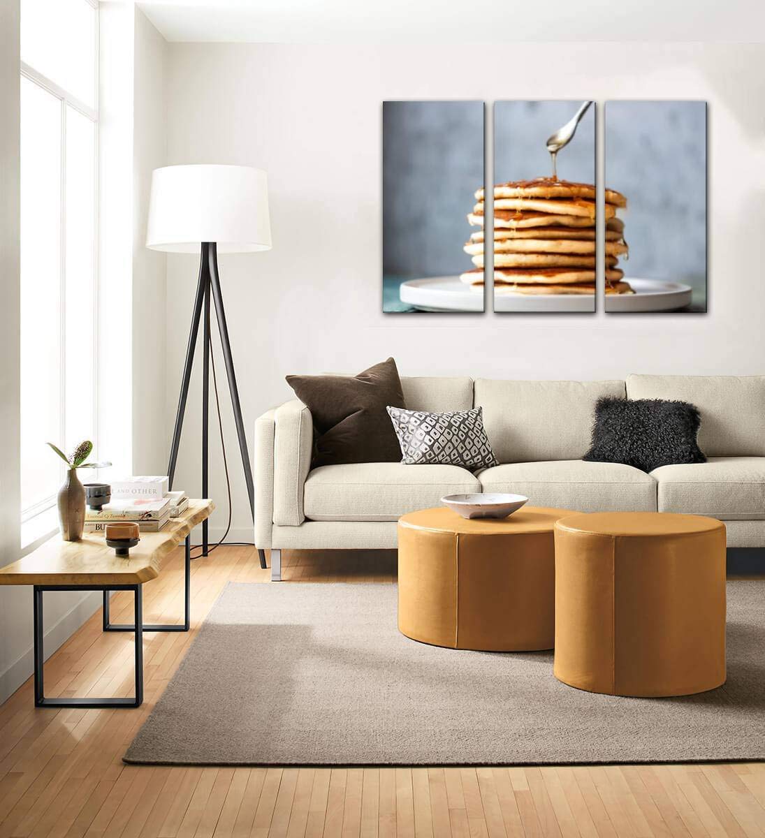 Blaverr 3-Panel Pancake Wall Art - Modern Canvas Prints for Living Room & Bedroom Decor