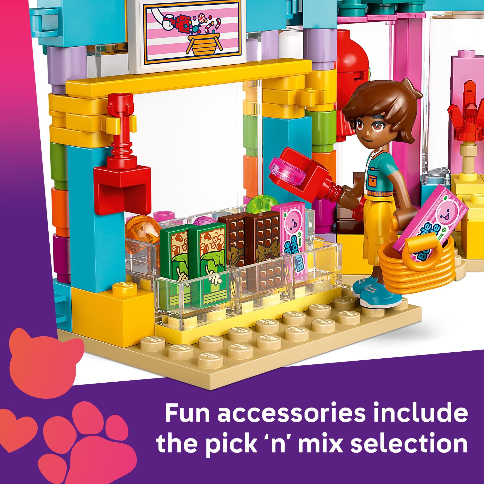 LEGO Friends Heartlake City Candy Store Building Toy Set for Kids Ages 6+ - 42649 | Creative Pretend Play with 2 Minidolls, Micro-Doll & Cat Figure | Perfect Birthday & Easter Gift for Girls & Boys | Fun Role-Playing & Storytelling Scenes