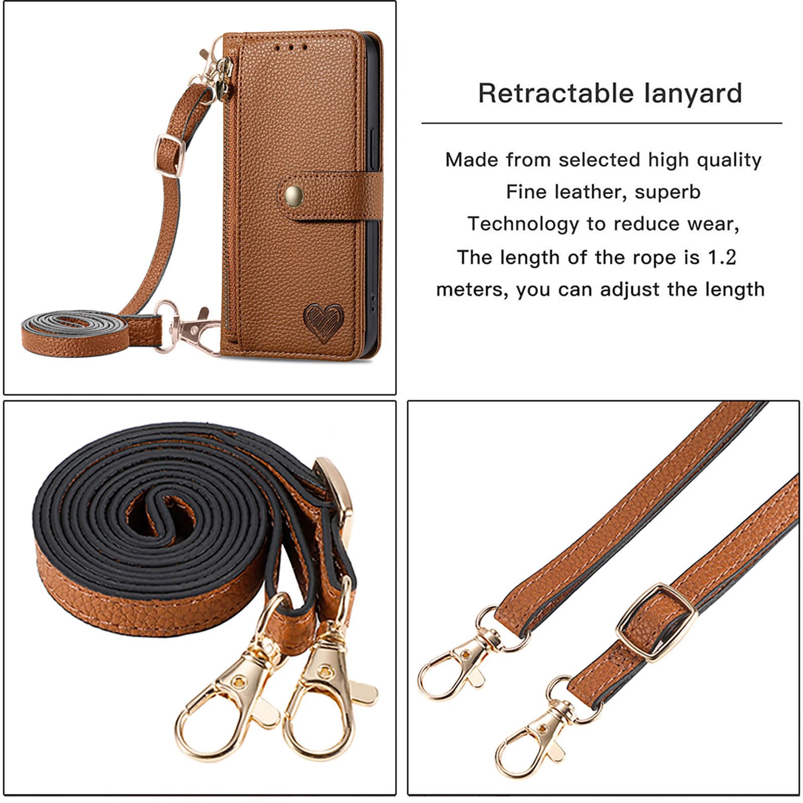 Premium RFID Blocking Wallet Case for Samsung Galaxy S25 Ultra 5G - PU Leather Phone Cover with Zipper Pocket & Adjustable Crossbody Strap (Brown) | Perfect for Travel, Shopping & Everyday Protection