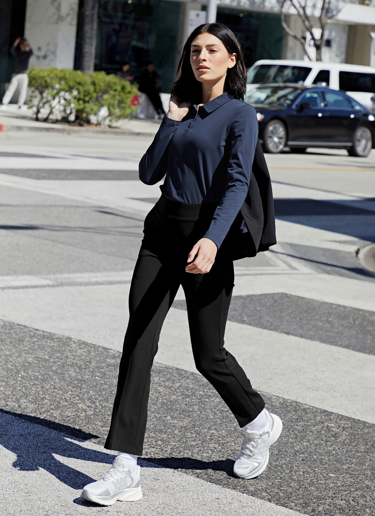 Eco Dex Women's Long Sleeve Polo Shirt - Comfortable & Stylish Cotton Top for Work, Golf & Casual Wear