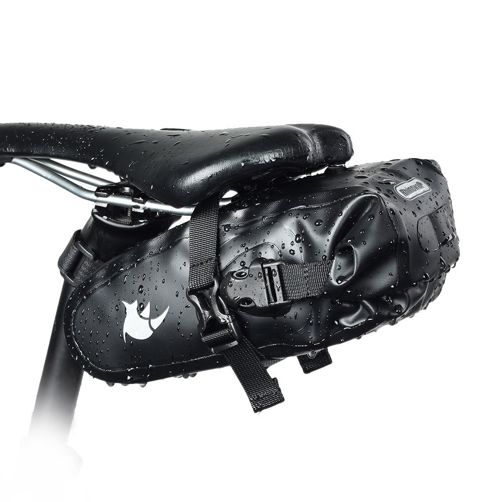 Rhinowalk Waterproof Bike Saddle Bag - Bicycle Seat Bag with Rear Rack for Mountain, Folding & Fixed Gear Bikes | Perfect for Cycling Commutes, Road Trips & Outdoor Adventures