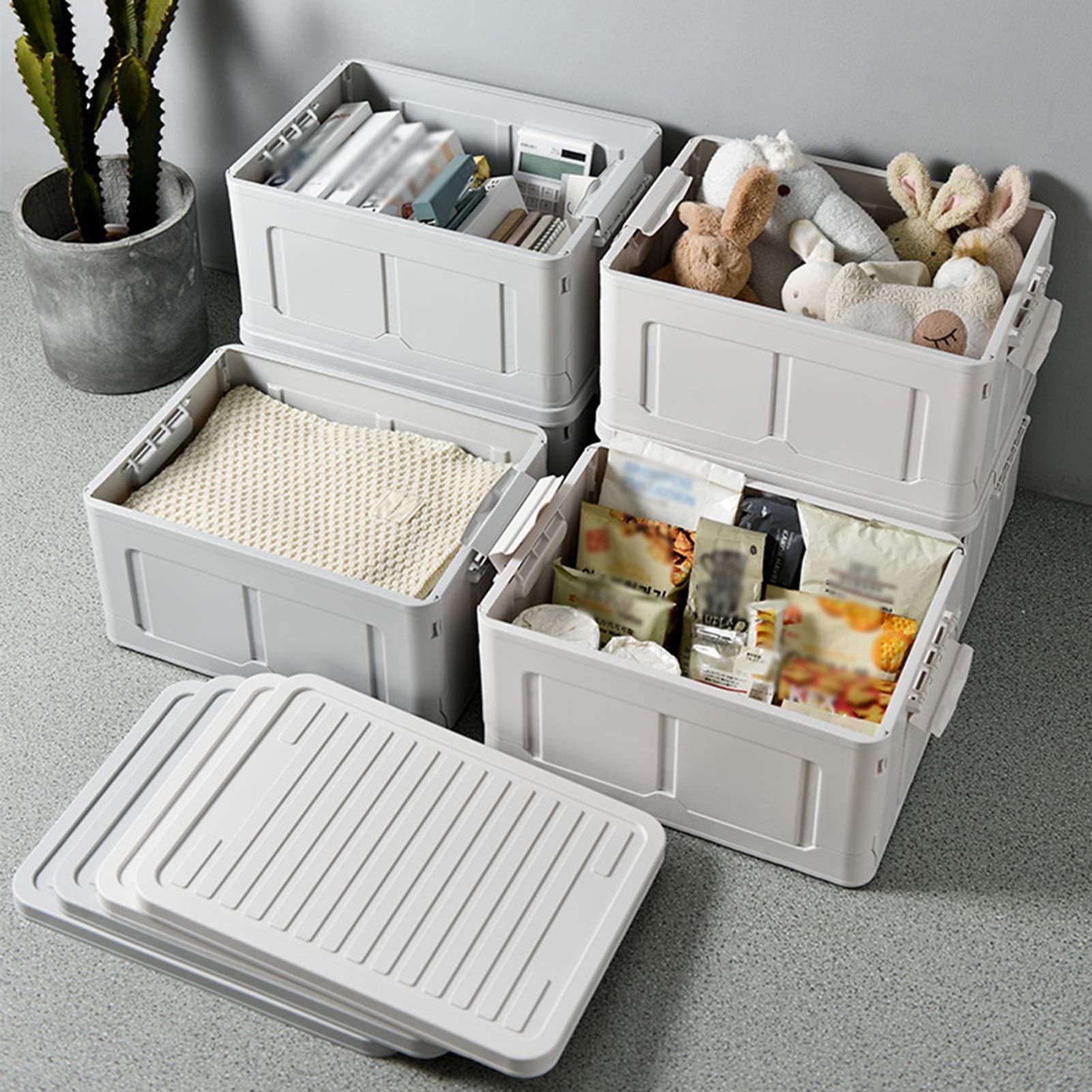 Foldable Storage Boxes for Books, Toys, Clothes & Snacks - 47 x 22 x 34.4cm Organizer Bins (Pack of 5) - Perfect for Dorm Rooms, Kids' Playrooms & Home Organization