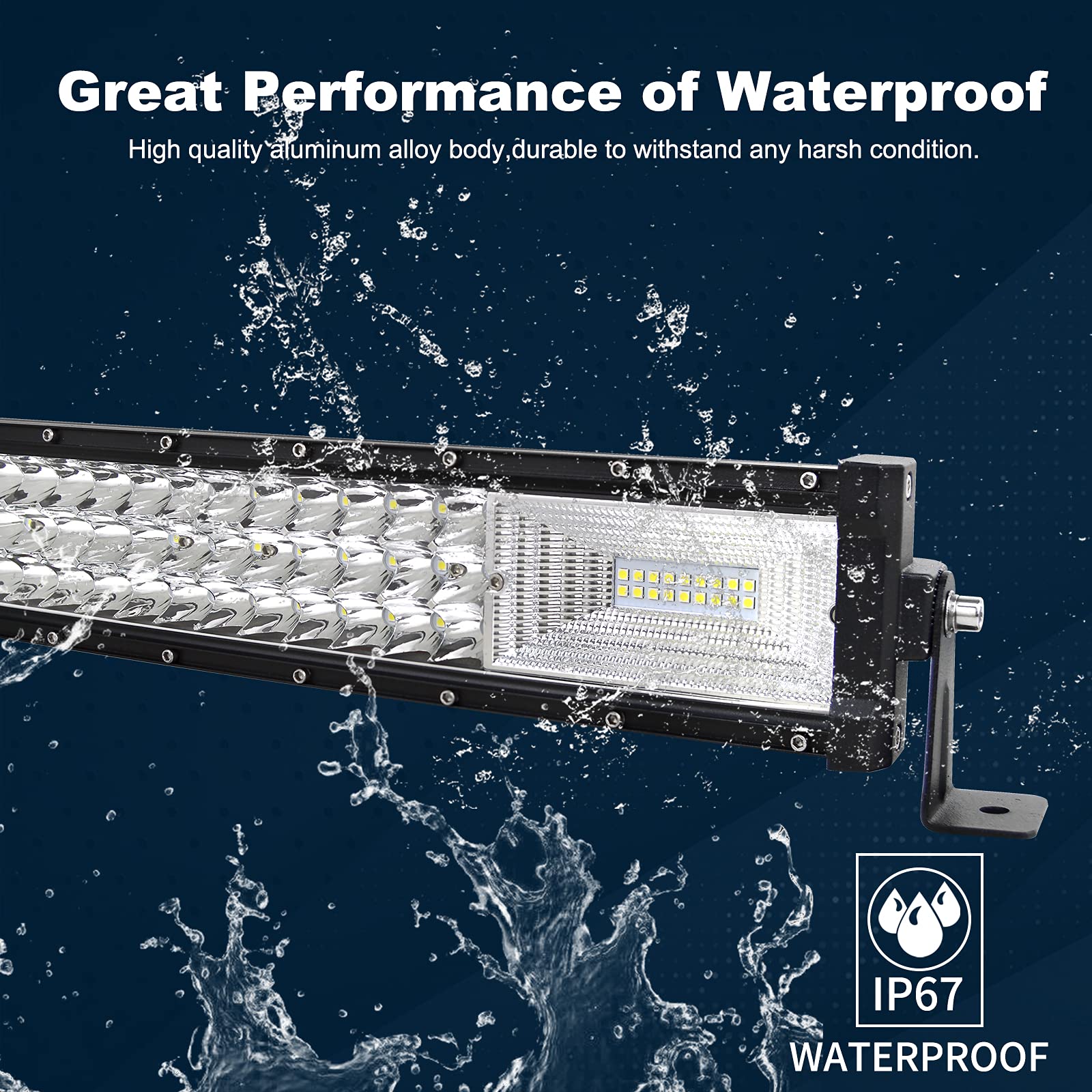 SKYWORLD 52 Inch 675W Slim Curved LED Light Bar - Spot Flood Combo Beam Off-Road Driving Lights with 12V Wiring Harness - Waterproof Fog Lamps for Cars, Trucks, ATV, UTV, Boats & Tractors - Perfect for Night Driving, Off-Road Adventures & Work Lighting