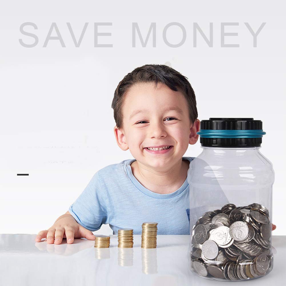VALINK Digital Piggy Bank with LCD Display - Automatic Coin Counter & Money Saving Jar for Kids & Adults - Transparent Change Counter for Home, Office, and Gift Giving