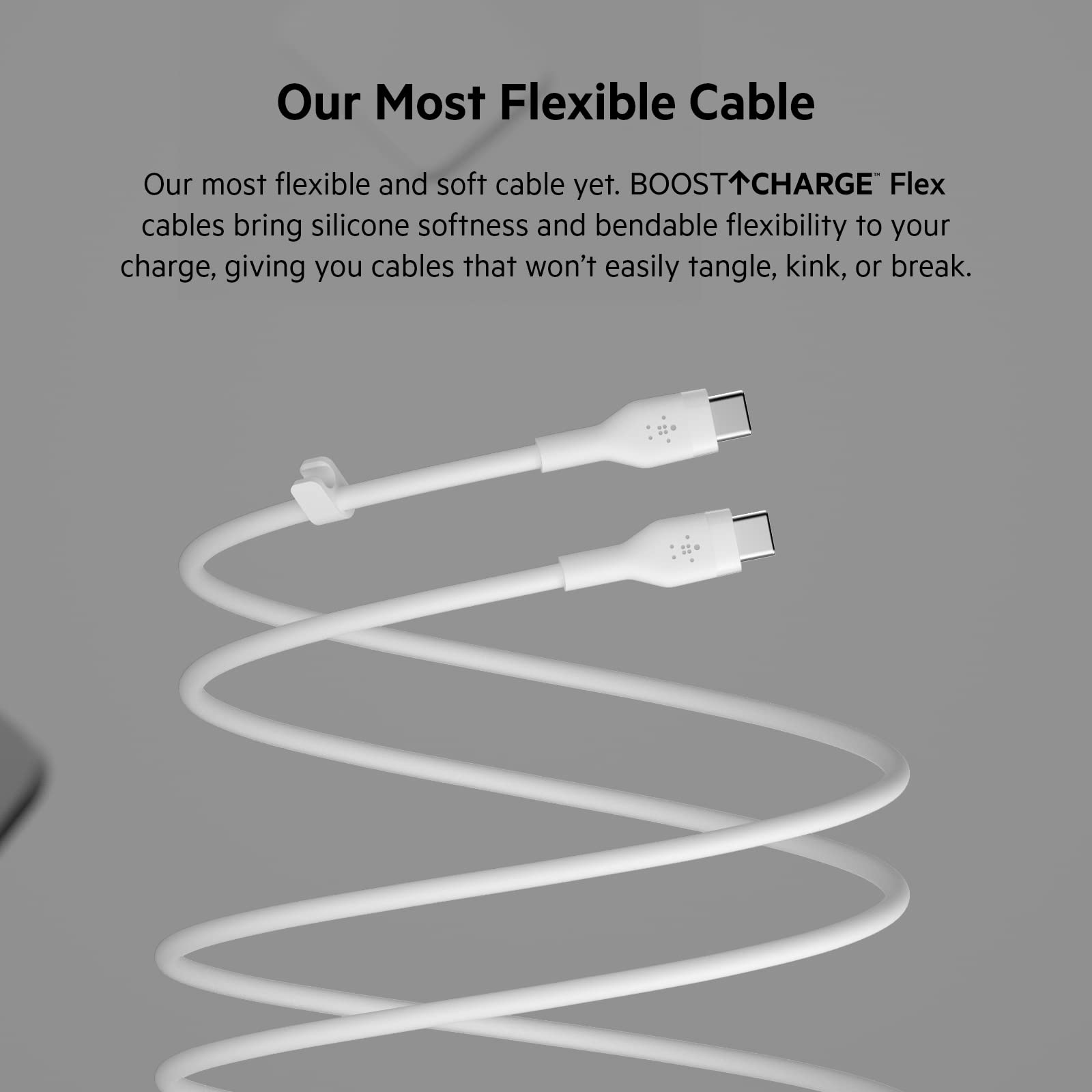 Belkin BoostCharge Flex Silicone USB-C to USB-C Charging Cable (2m, White) - USB-IF Certified Fast Charger for iPhone 16/15, Galaxy S24/S23, iPad, MacBook, Pixel & More | Perfect for Home, Office & Travel Charging