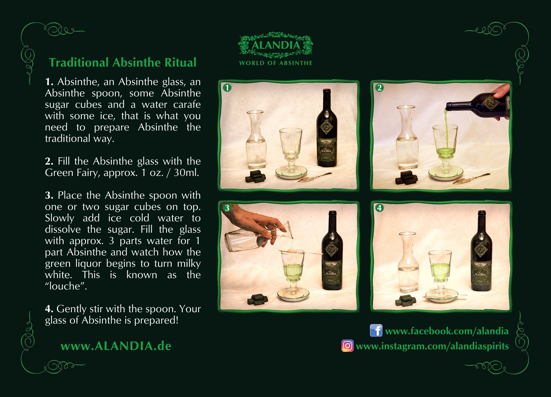 Premium Absinthe Fountain Petite by ALANDIA - Handcrafted Mouthblown Glass with 2 Spouts for Easy Pouring | Perfect for Home Bars, Cocktail Parties & Bohemian Decor