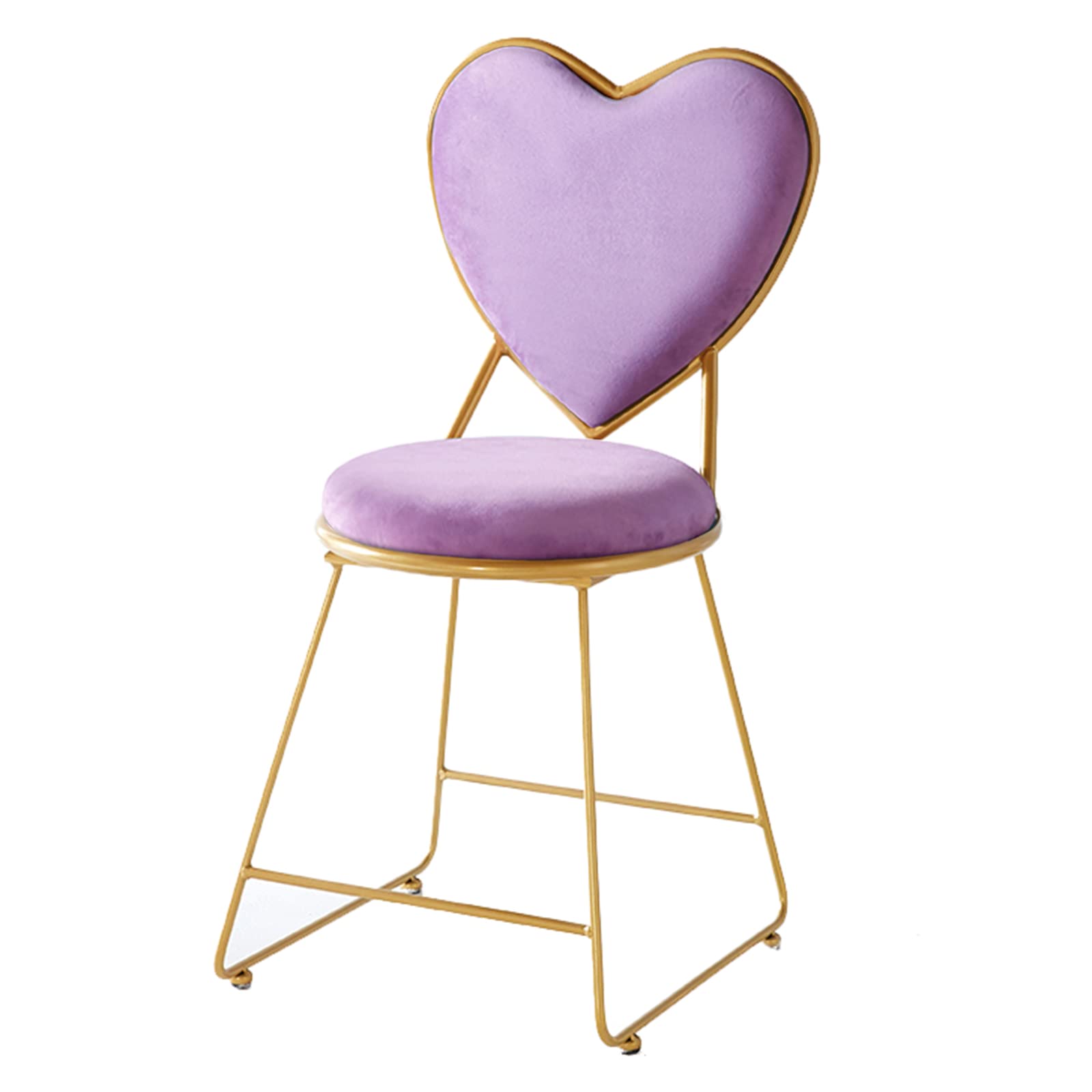 JHSLXD Creative Love Shape Vanity Chair - 80CM Flannel Dressing Table Makeup Chair with Golden Back, Purple (Perfect for Kids Room, Bedroom Decor & Boudoir Styling)