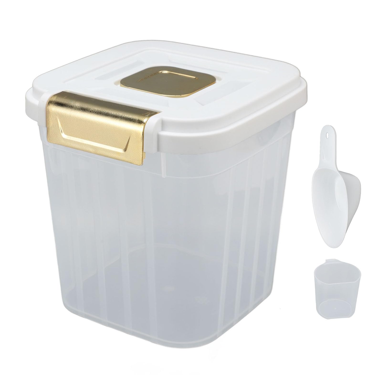 Airtight Rice Storage Container with Measuring Cup & Spoon - Thickened PP Grain Bin for Dry Food, Baking Supplies, Grains - Perfect for Kitchen Pantry Organization & Bulk Food Storage