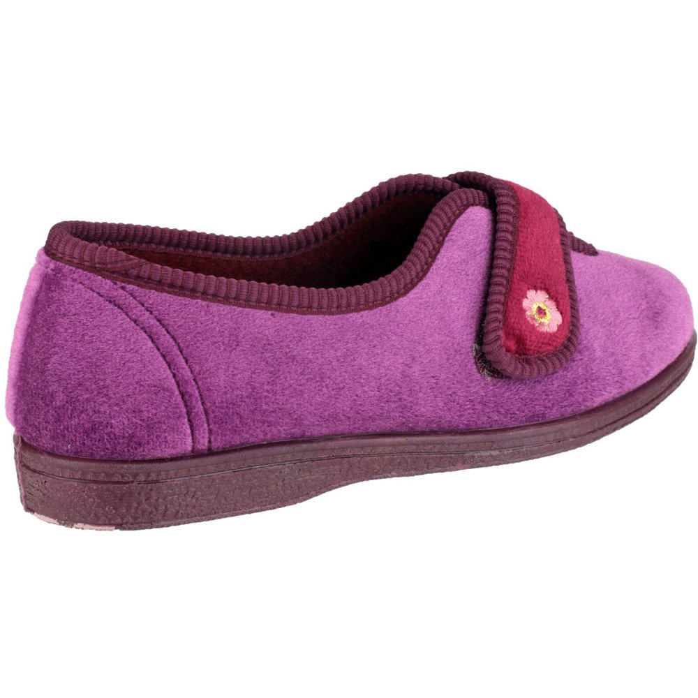 Mirak Andrea Women's Red Easy Fasten Slippers - Size 5 UK (US Women's 7) - Comfortable House Shoes for Indoor & Outdoor Use - Perfect for Relaxing at Home, Quick Errands or Travel