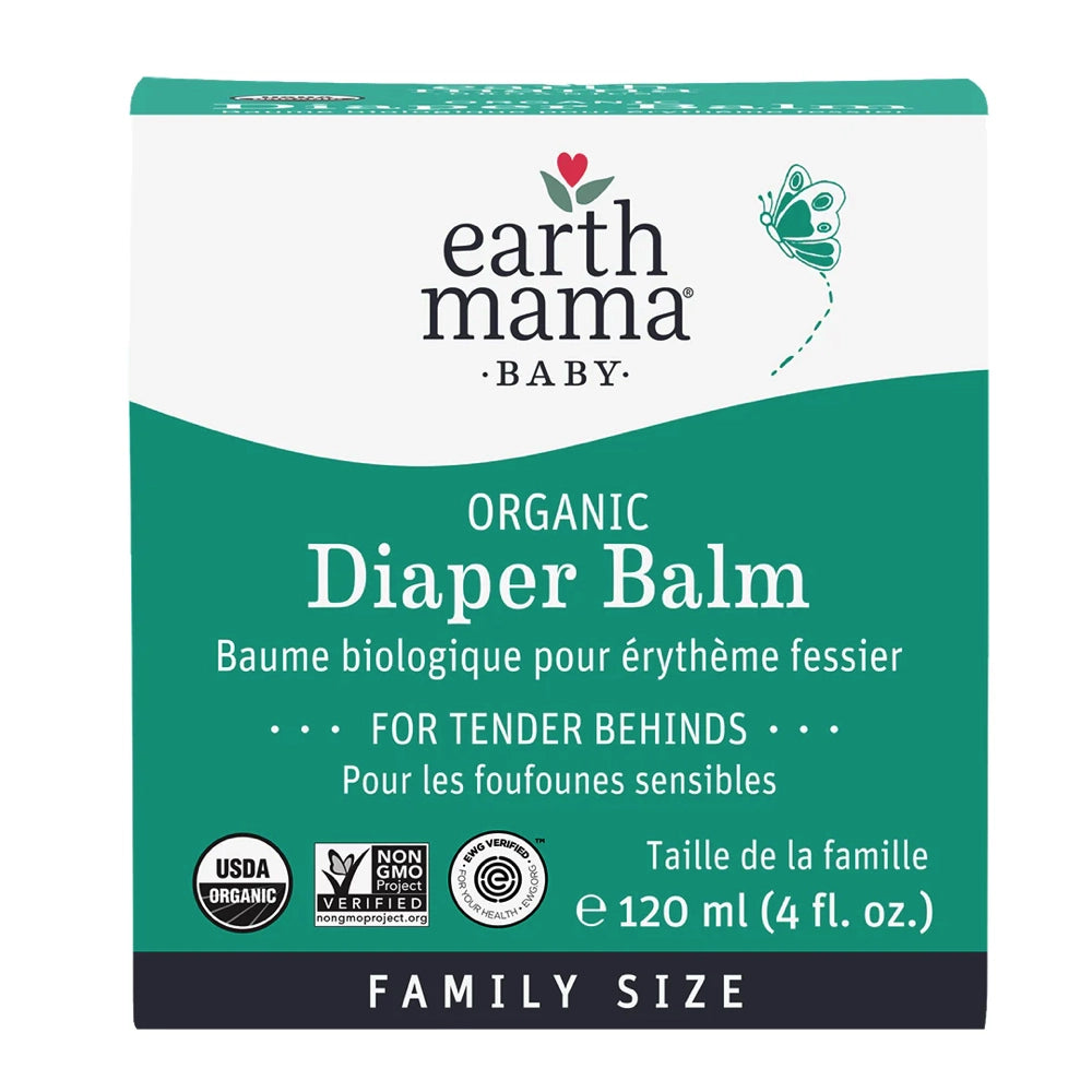Earth Mama Organic Diaper Balm 120ml - Natural Baby Rash Cream for Sensitive Skin | Soothes & Protects Diaper Area | Perfect for Newborns & Toddlers | Ideal for Daily Use & Overnight Protection