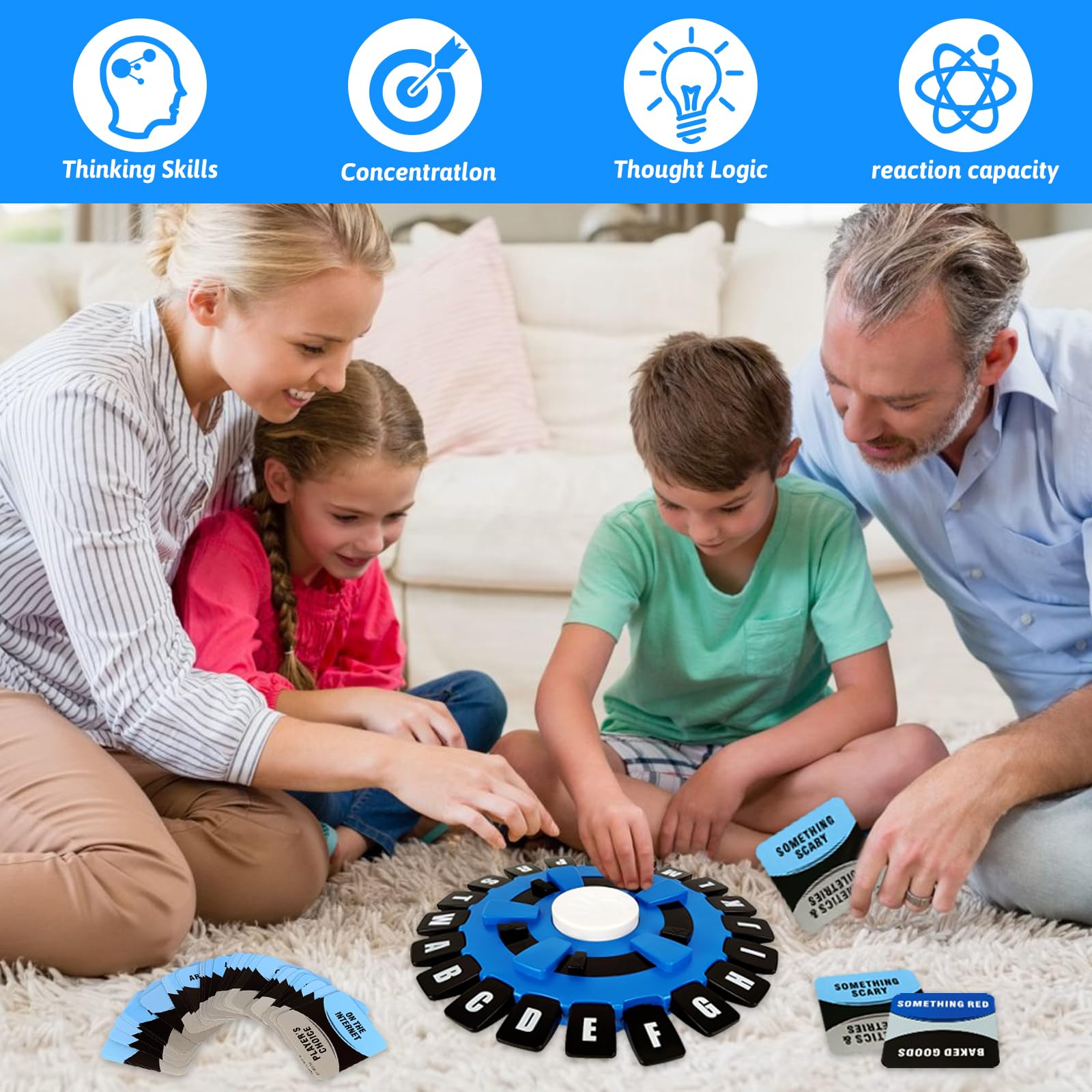 Audasi Word Game - Fast Thinking Family Board Game for Kids & Adults - Perfect for Parties & Learning