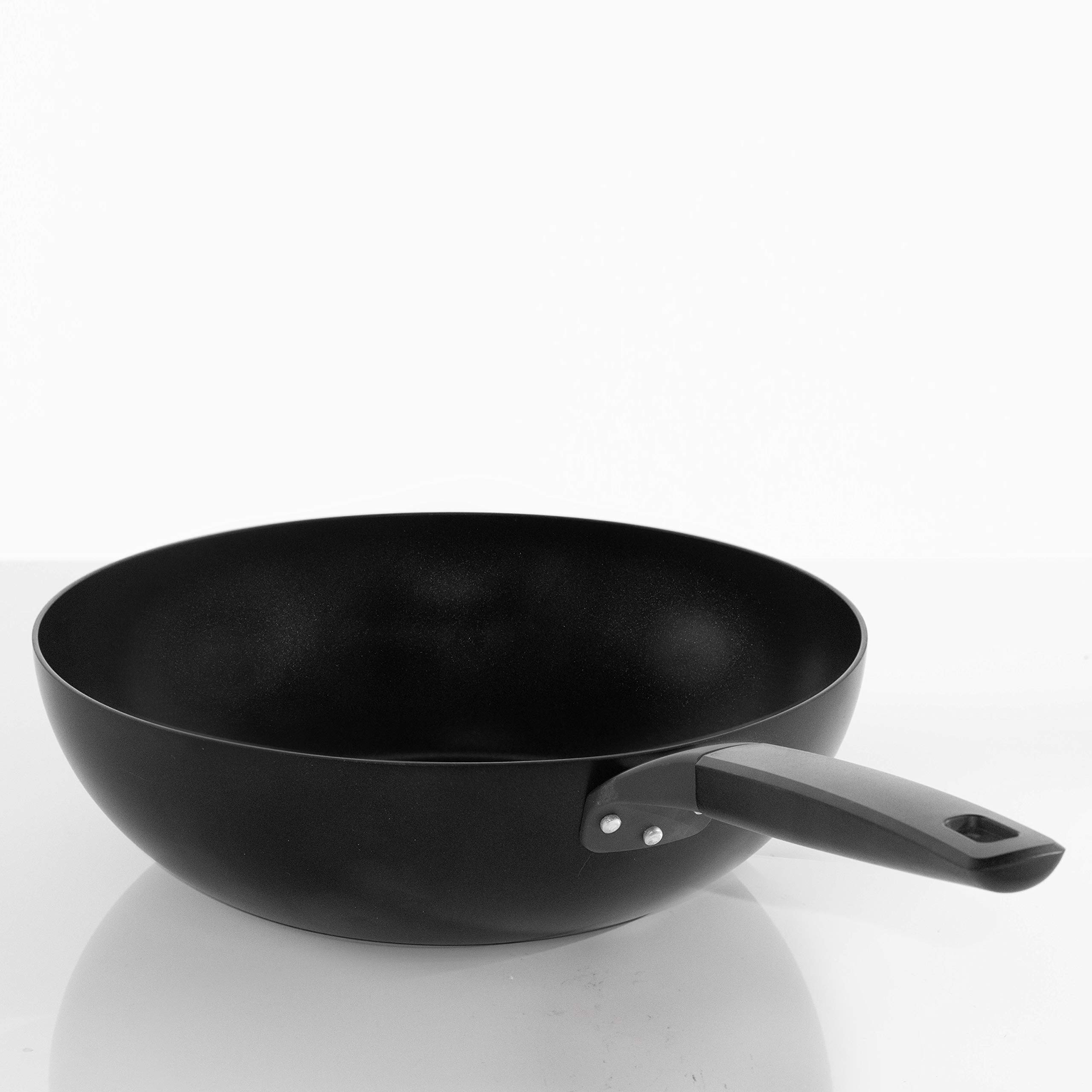 LocknLock 13 Inch Hard & Light Black Wok - Hard Anodized Aluminum Nonstick Cookware with Ergonomic Bakelite Handle, PFOA Free, Induction Compatible, Dishwasher & Oven Safe - Perfect for Stir-Frying, Sautéing & Asian Cooking