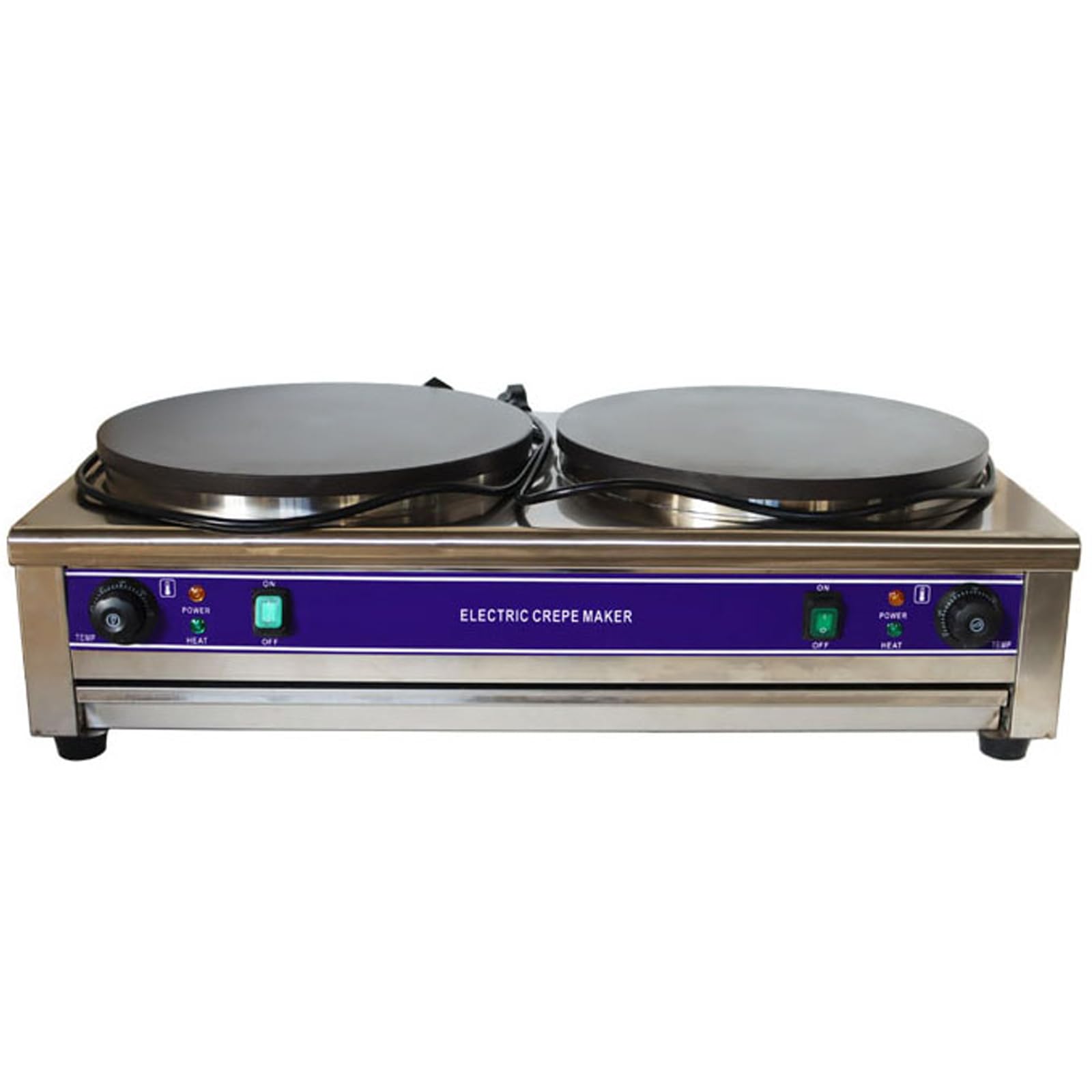 220V Commercial Double Electric Crepe Maker - 3KW×2 Power, 15.75