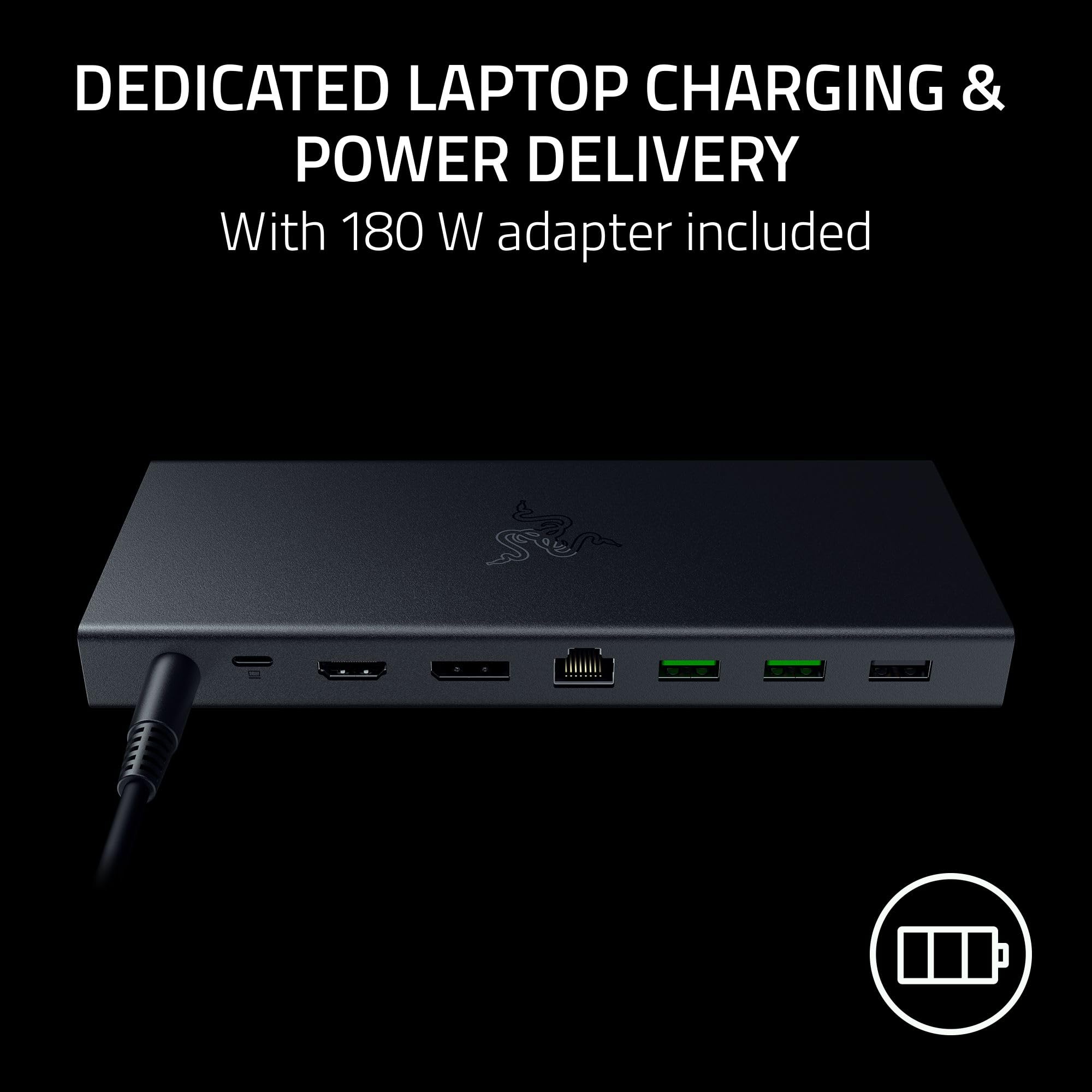 Razer USB 4 Dock - 14-in-1 Thunderbolt 4 Hub with HDMI, DisplayPort, Ethernet, USB-C/A, SD Card Reader & 3.5mm Audio - 4K 120Hz Dual Monitor Support - 100W Fast Charging for Laptop & Phone - Compact Aluminum Design - Windows & Mac Compatible - Perfect for Home Office, Gaming & Productivity Setup