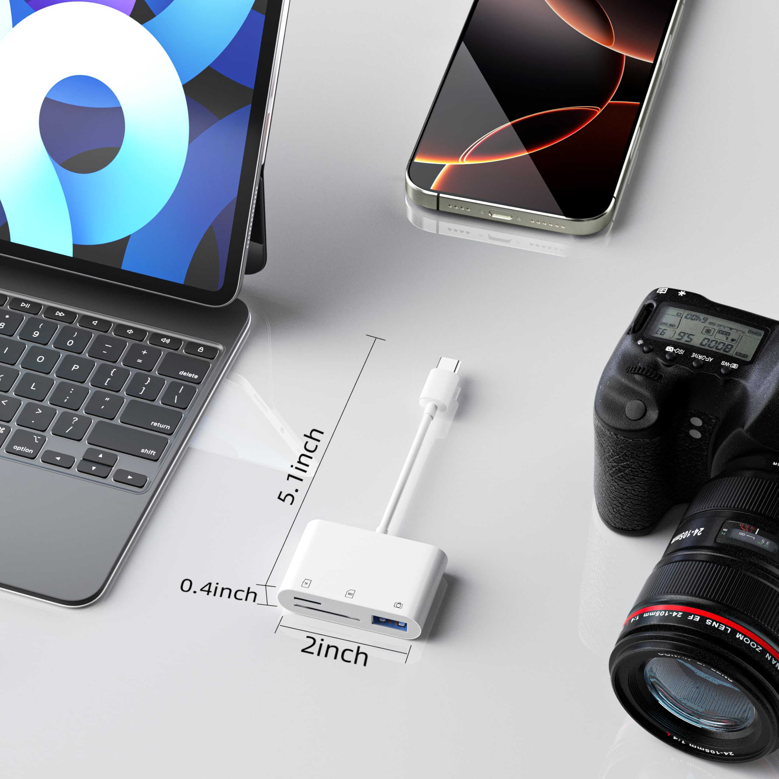 High-Speed USB C SD Card Reader - USB 3.0 to SD/TF Card Adapter for iPhone 15/16, iPad, Mac, PC, Android - Plug & Play Memory Card Viewer for Cameras, Phones & Tablets - Perfect for Travel Photography, File Transfer & Data Backup