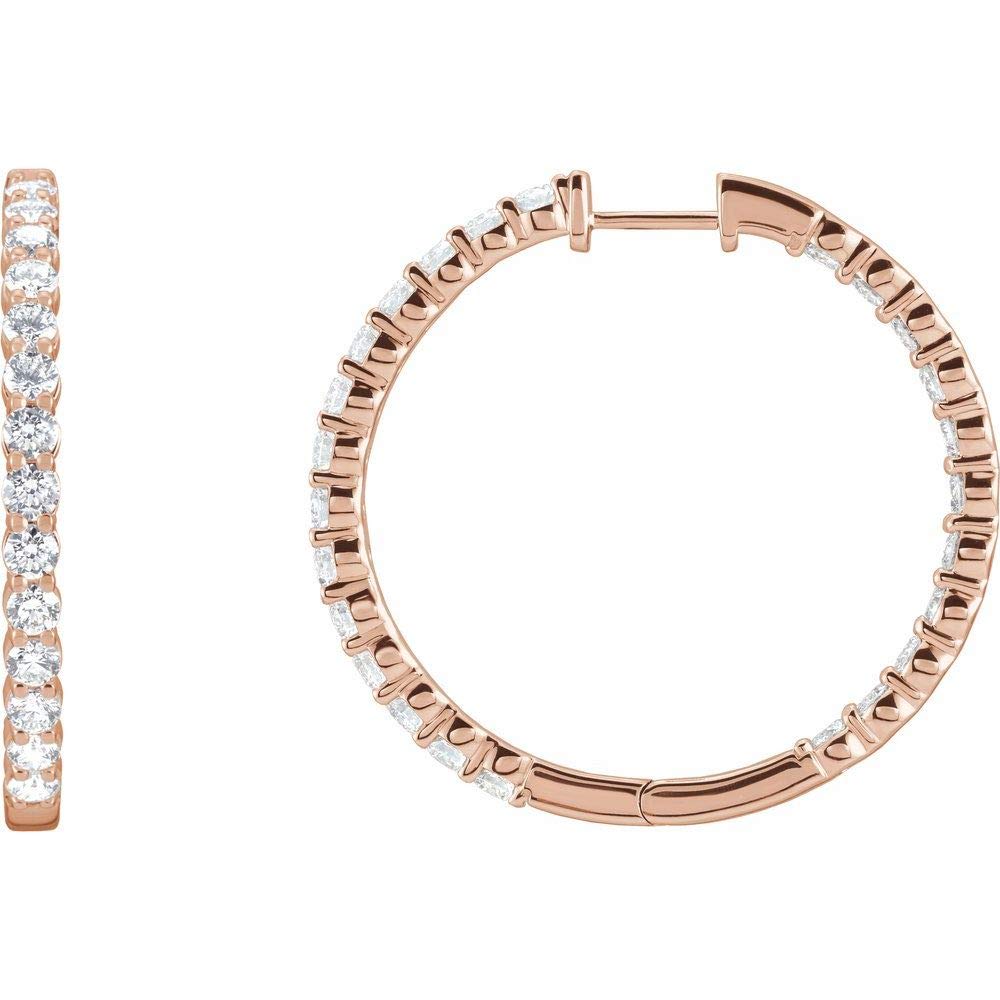 4 Cttw Lab-Grown Diamond Hinged Hoop Earrings 36mm - Elegant Inside-Out Design for Everyday Wear & Special Occasions