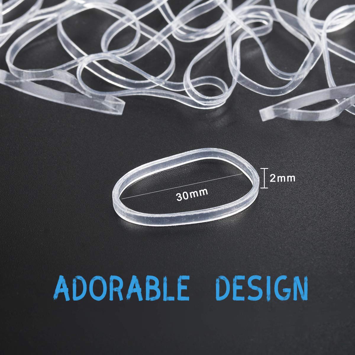 2000Pcs Clear Elastic Hair Bands - Soft Rubber Hair Ties for Women & Girls (White) | No Damage Hair Elastics for Ponytails, Braids & Everyday Use | Packaged in Convenient Storage Box