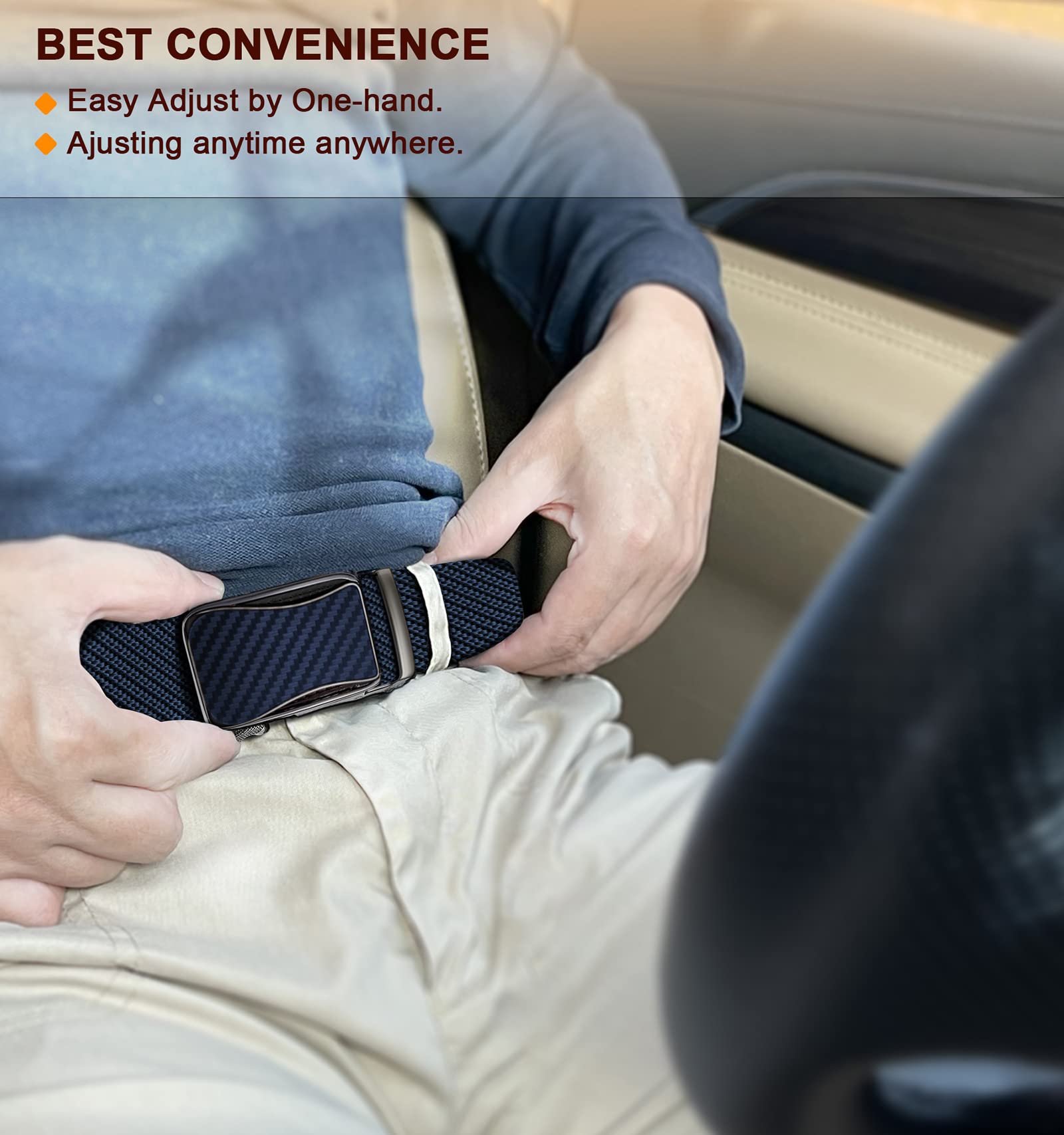 BULLIANT Men's Golf Belt - Stretch Nylon Ratchet Belt for Golf & Hiking